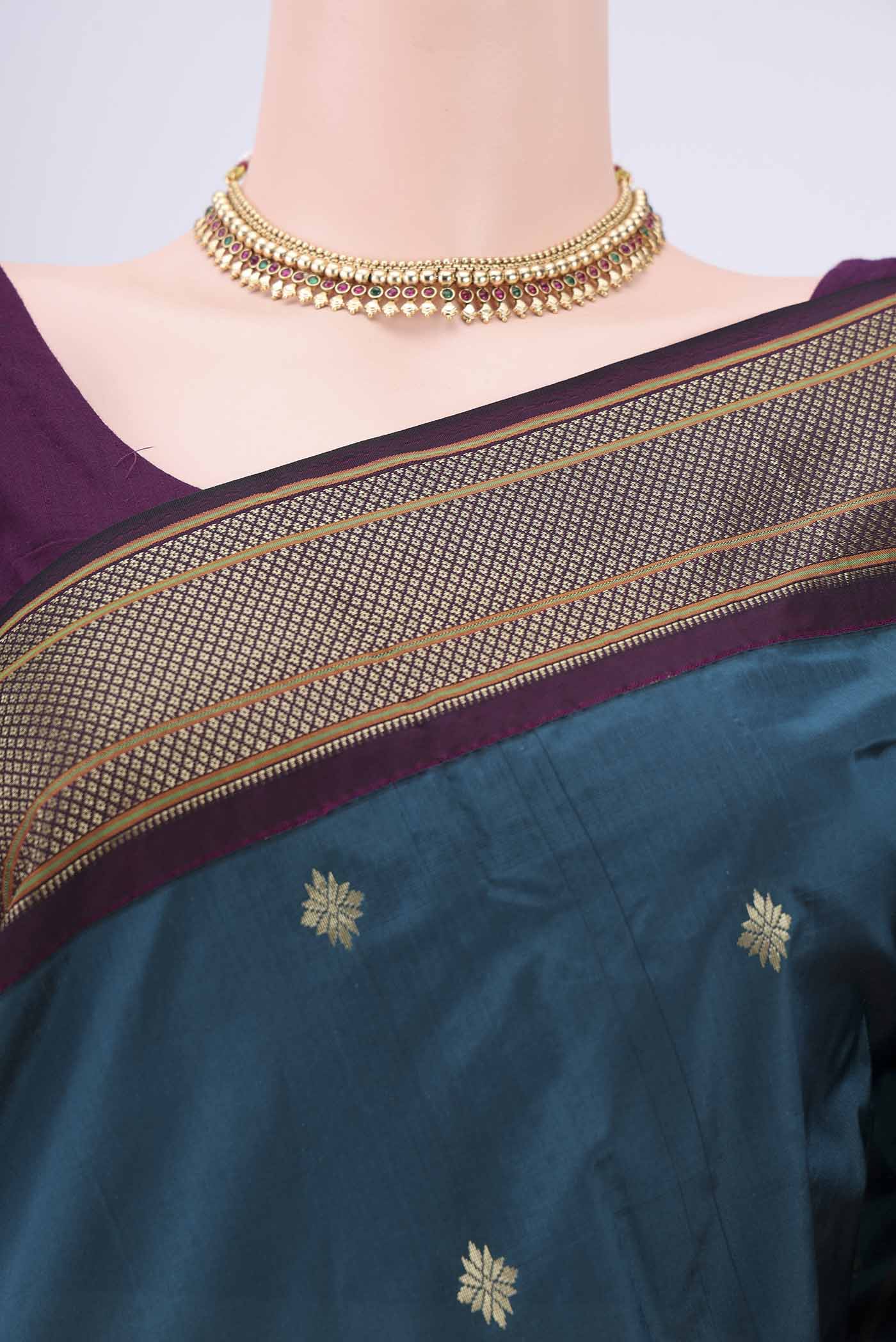 Blue Blended Paithani Silk Saree - Image 2