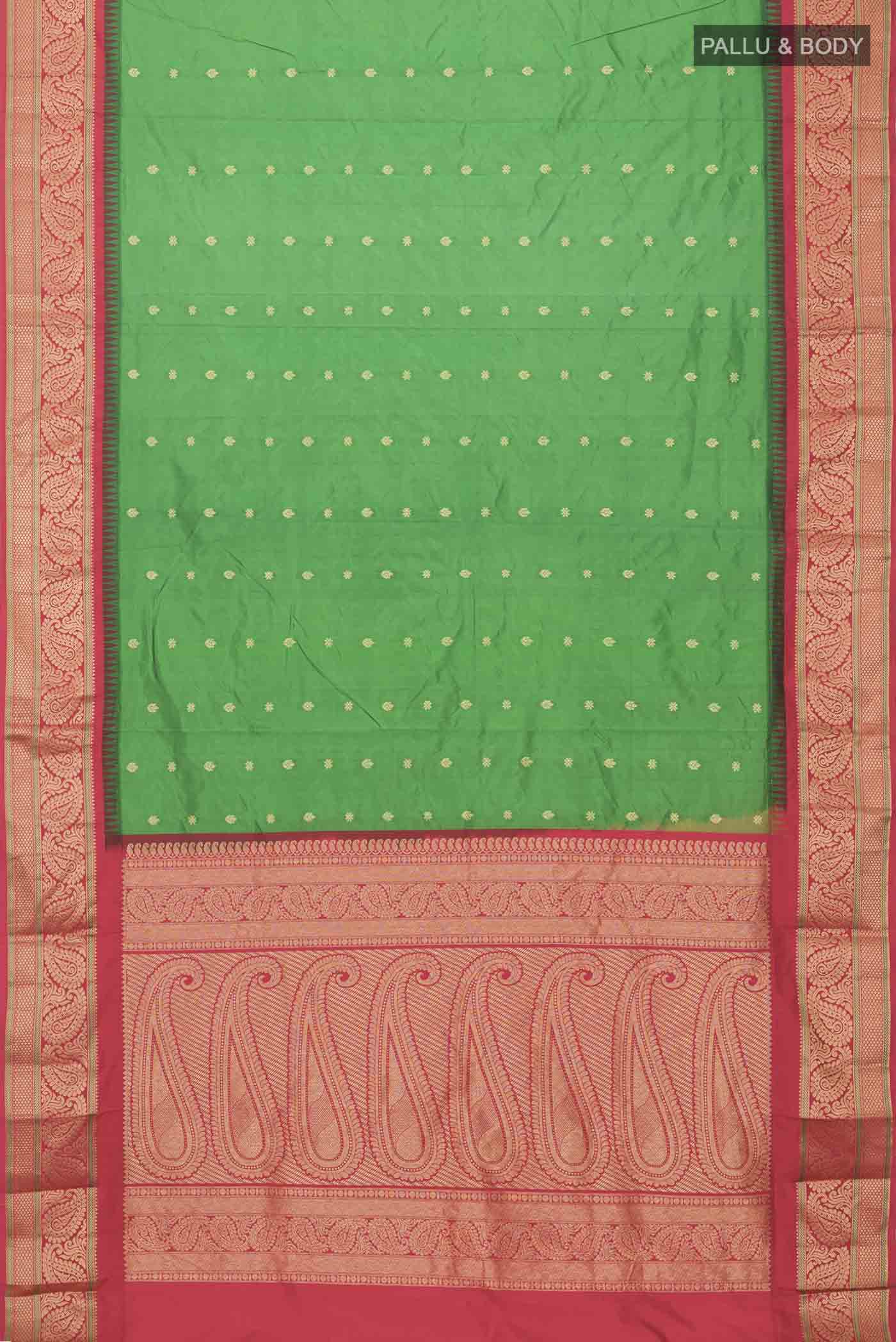 Green Blended Bangalore Silk Saree - Image 3