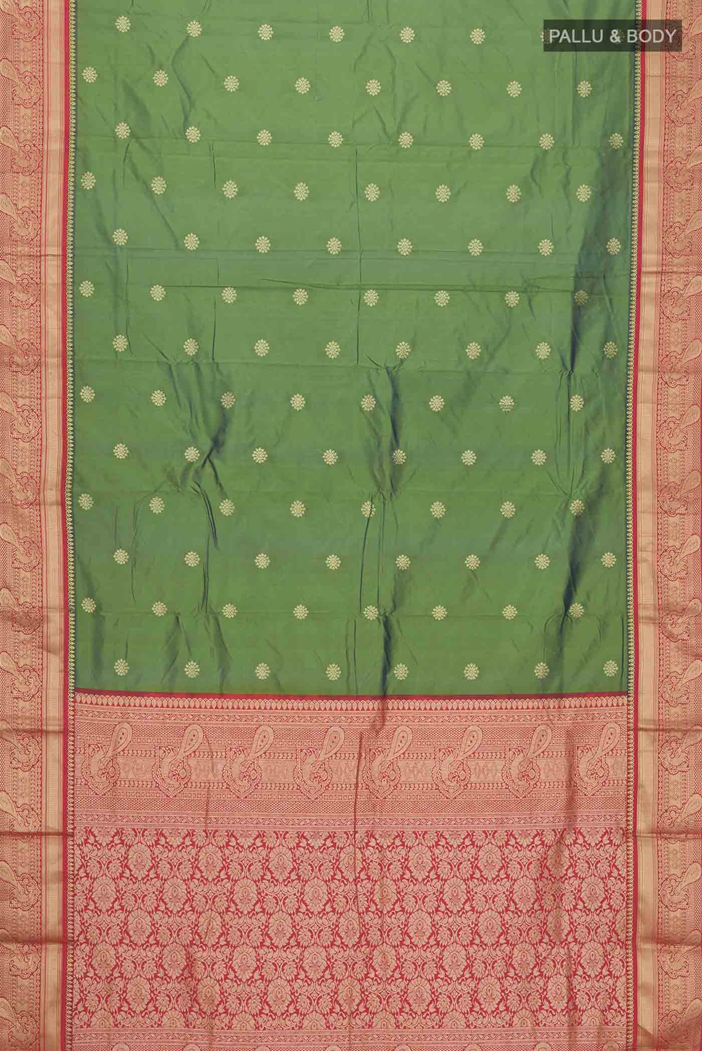Green Blended Bangalore Silk Saree - Image 3