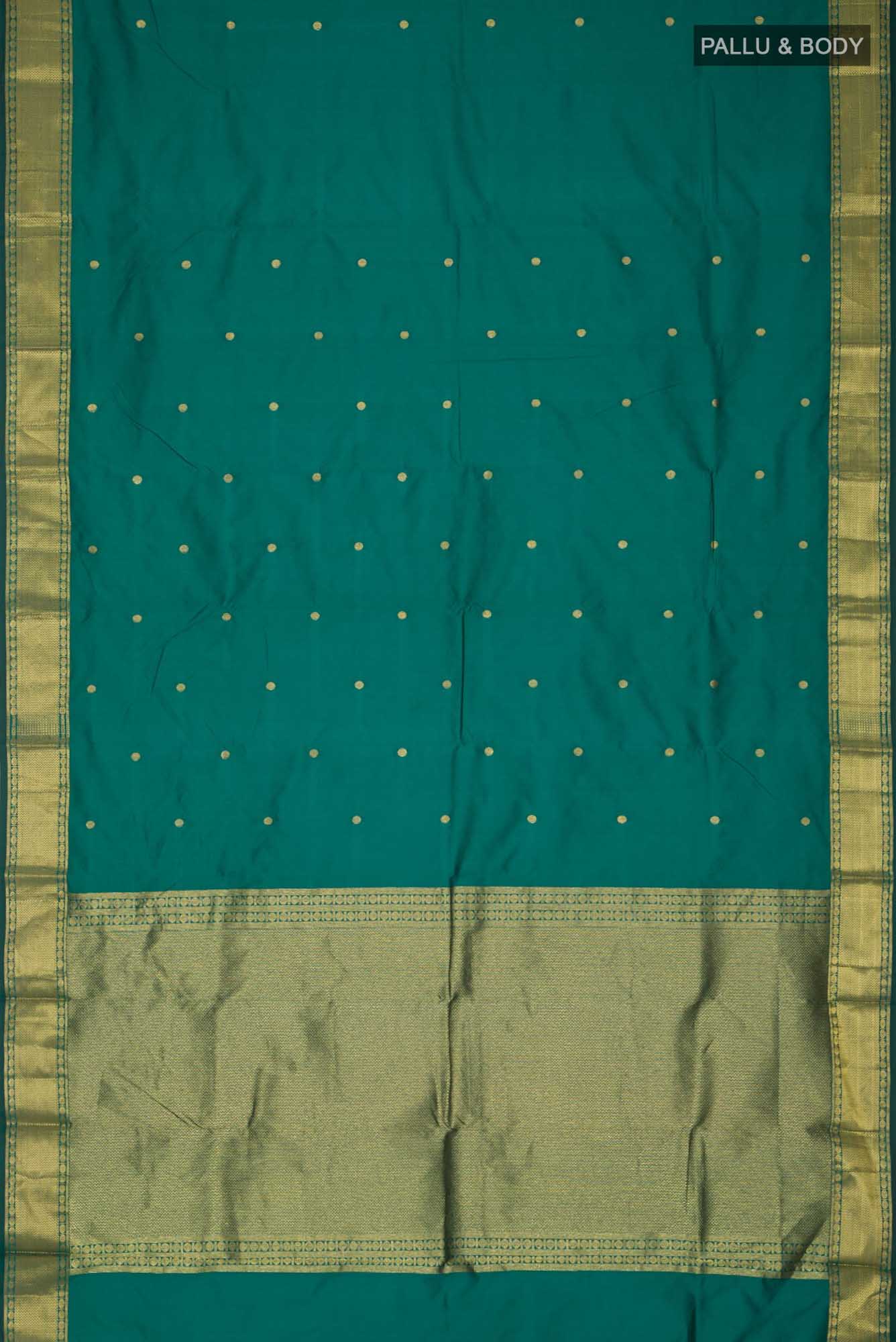 Green Blended Bangalore Silk Saree - Image 3