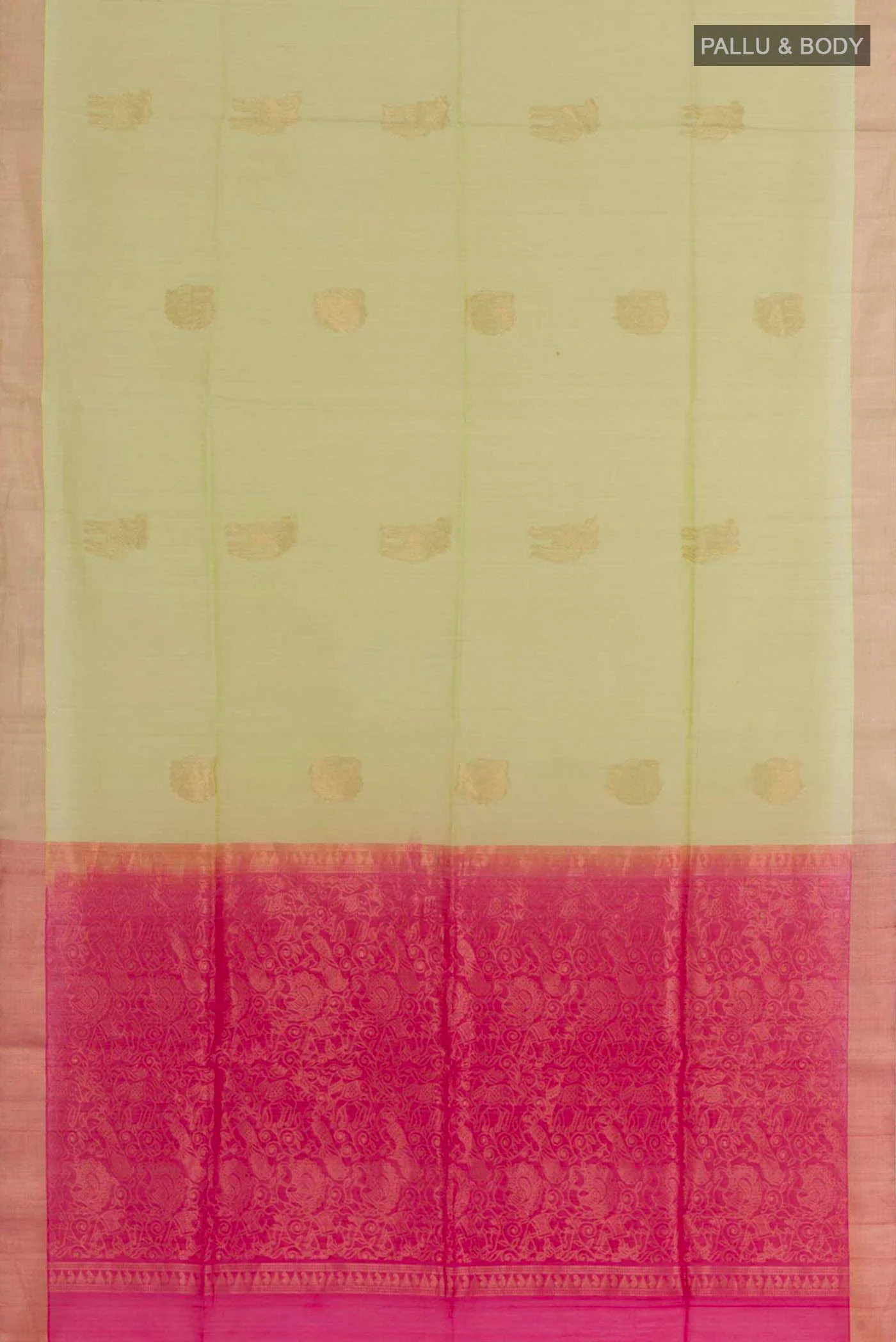 Light Green Silk Cotton Saree - Image 3
