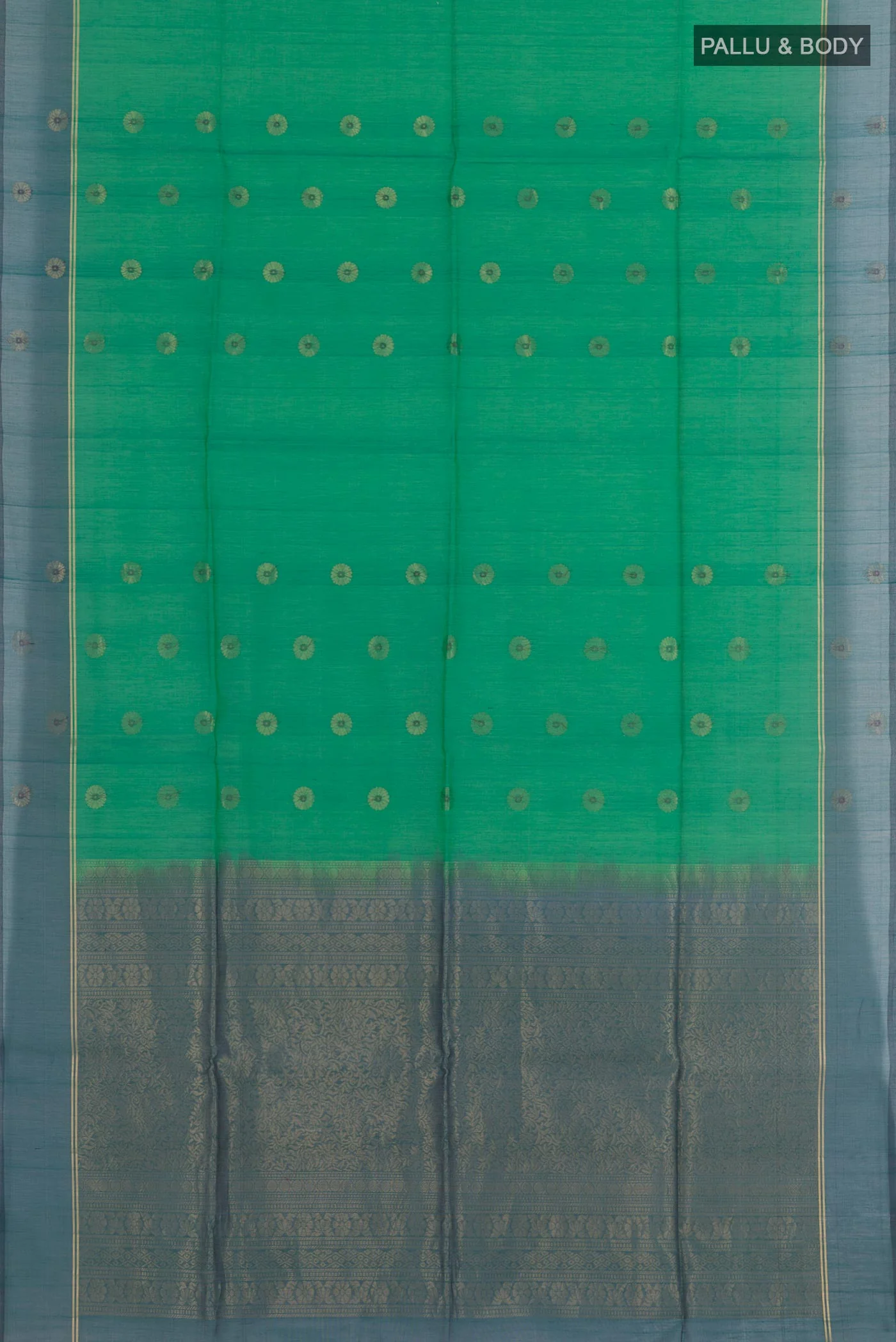 Green Silk Cotton Saree - Image 3