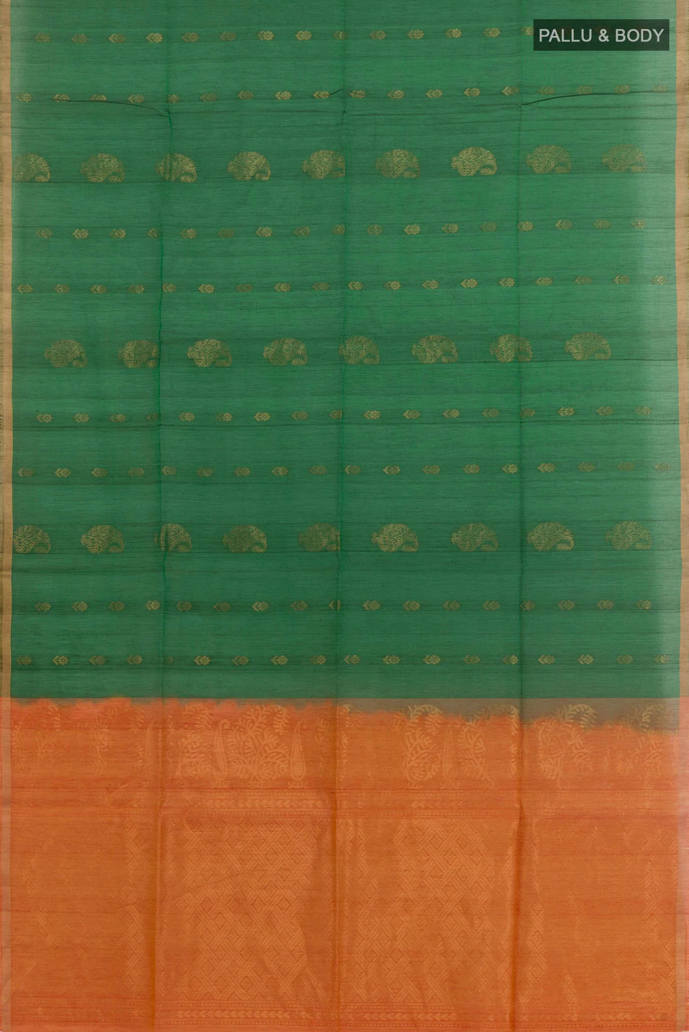 Green Silk Cotton Saree - Image 3