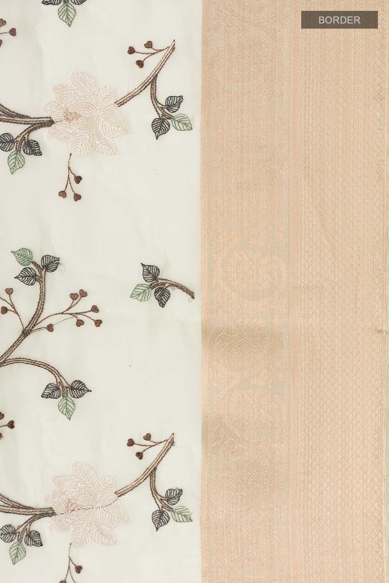 Green Blended Organza Silk Saree - Image 3