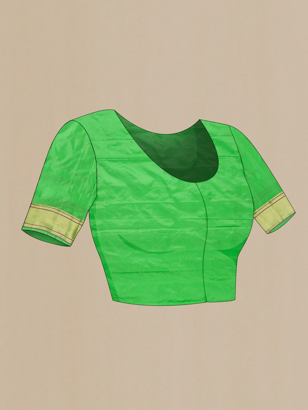 Green Blended Paithani Silk Saree - Image 4
