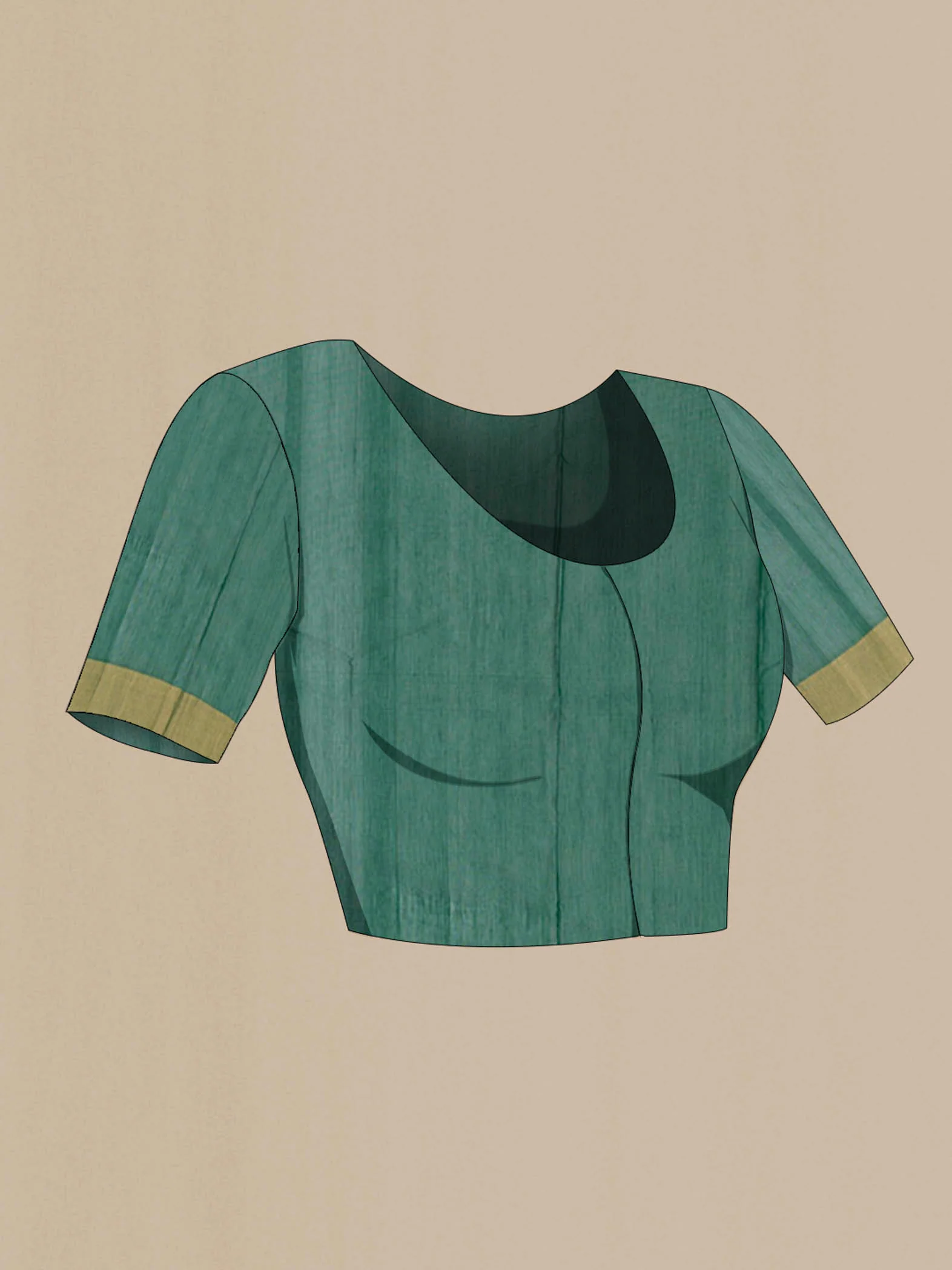 Green Chanderi Silk Cotton Saree - Image 3