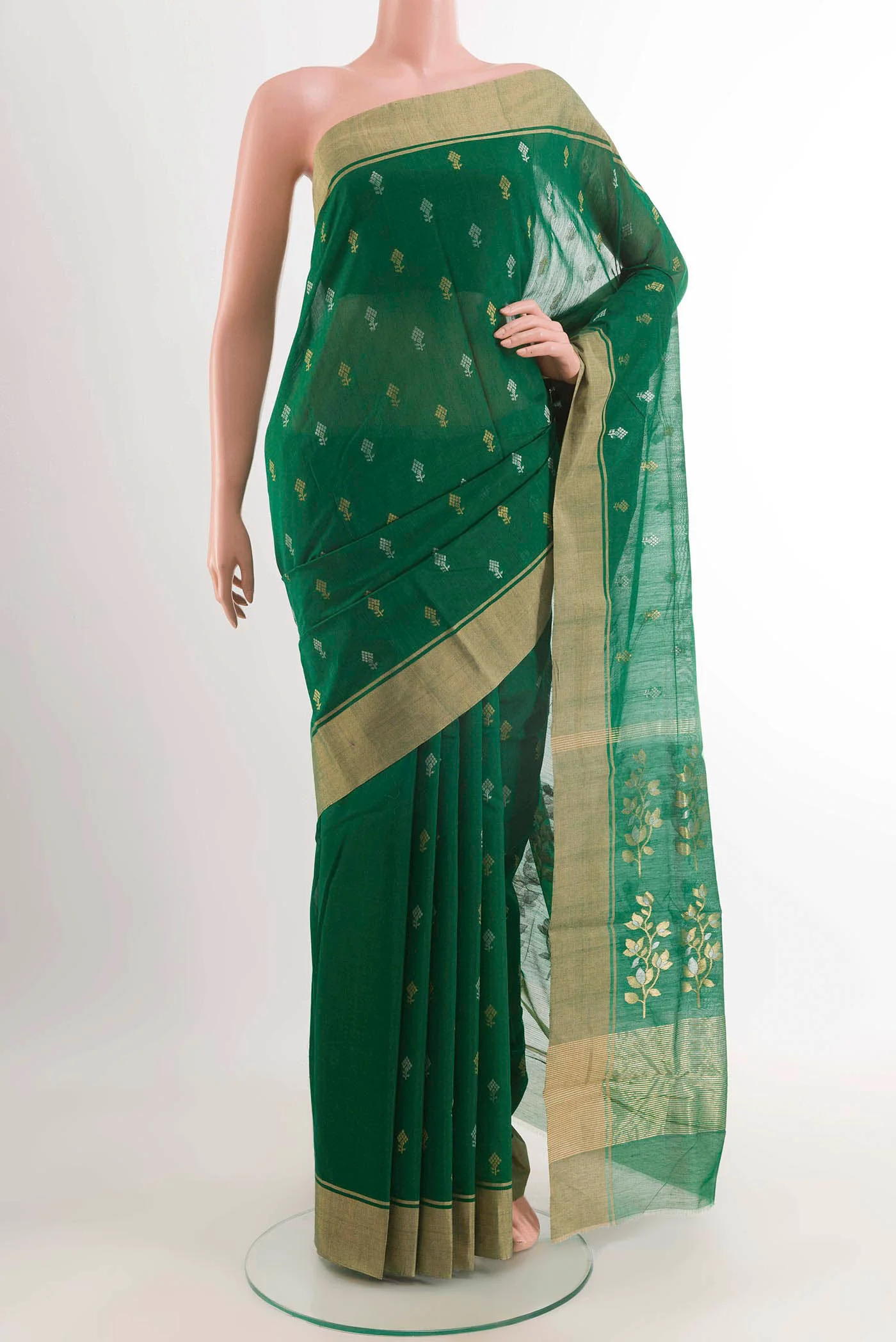 Green Chanderi Silk Cotton Saree