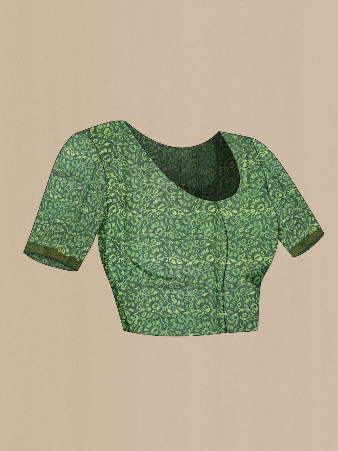 Green Chanderi Silk Cotton Saree - Image 5