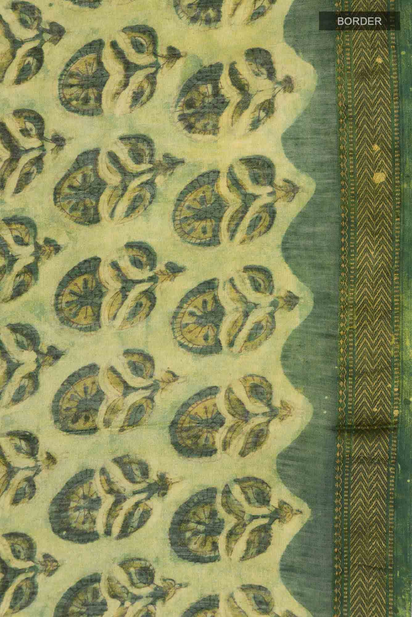 Green Chanderi Silk Cotton Saree - Image 4