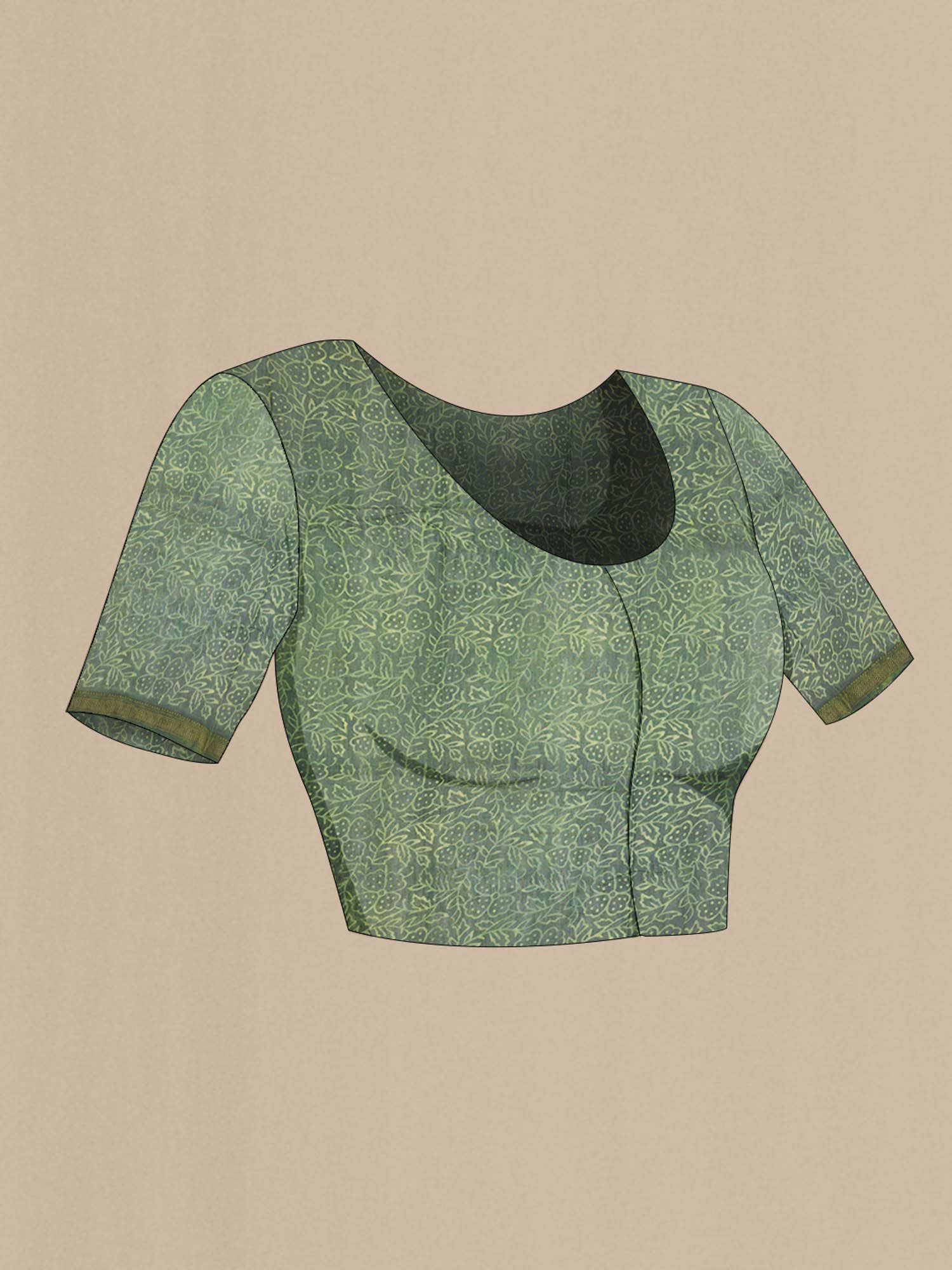 Green Chanderi Silk Cotton Saree - Image 5