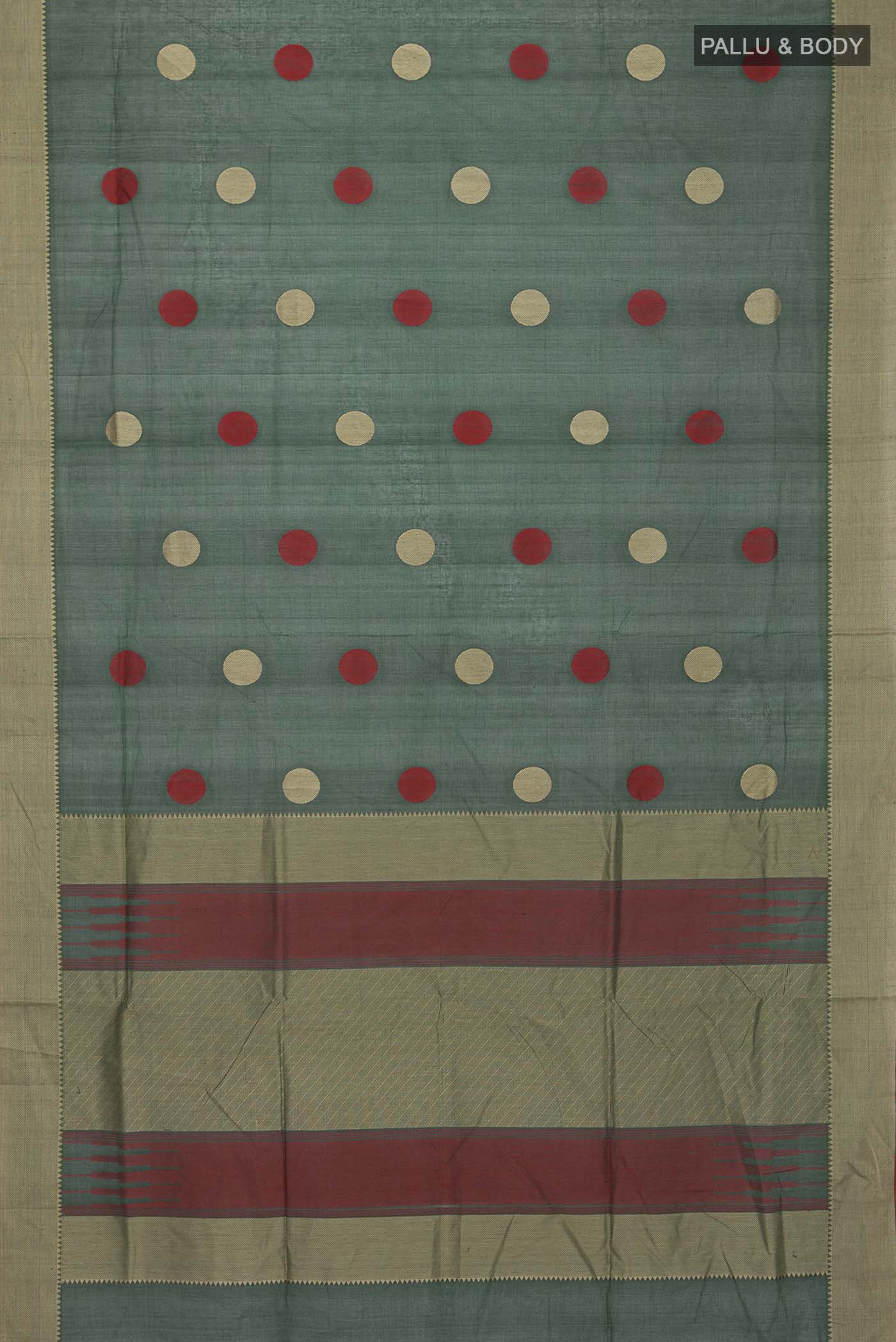Green Coimbatore Cotton Saree - Image 3