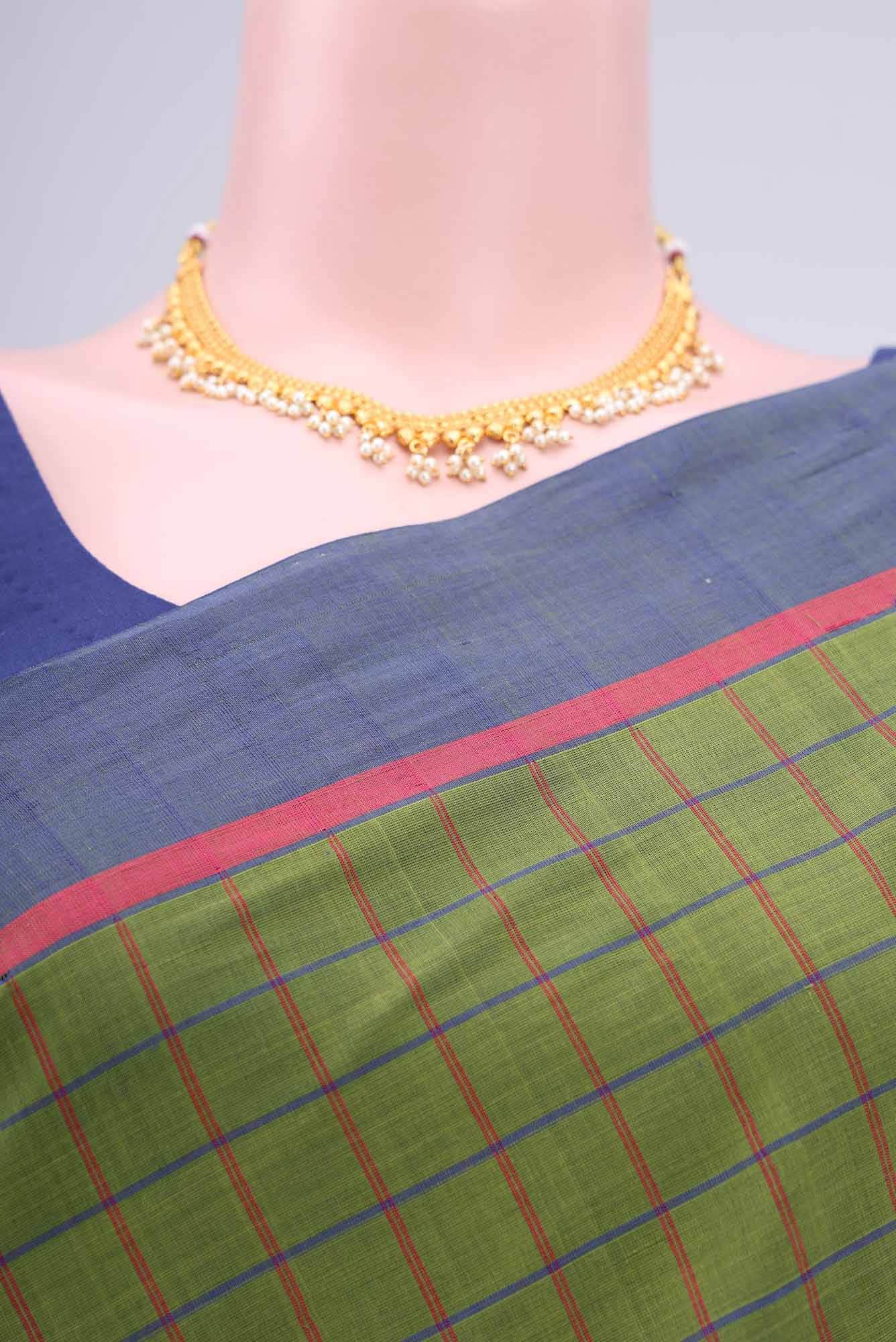Green Coimbatore Cotton Saree - Image 2