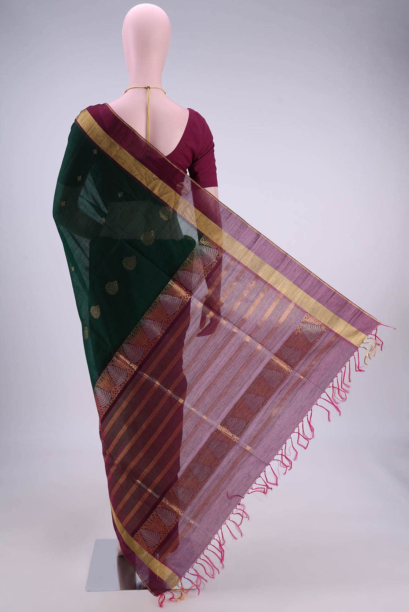Green Coimbatore Silk Cotton Saree - Image 2