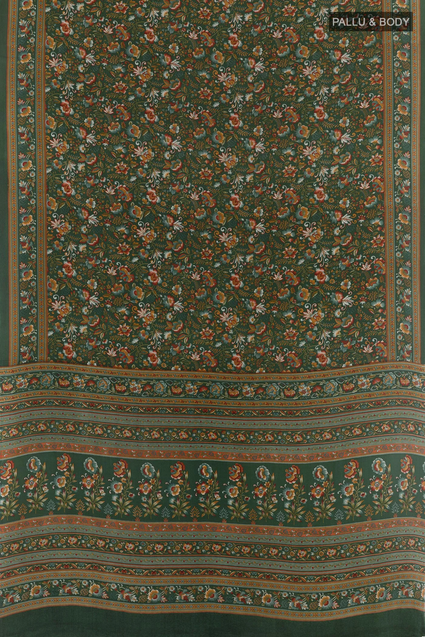 Bottle Green Mysore Crepe Saree - Image 3