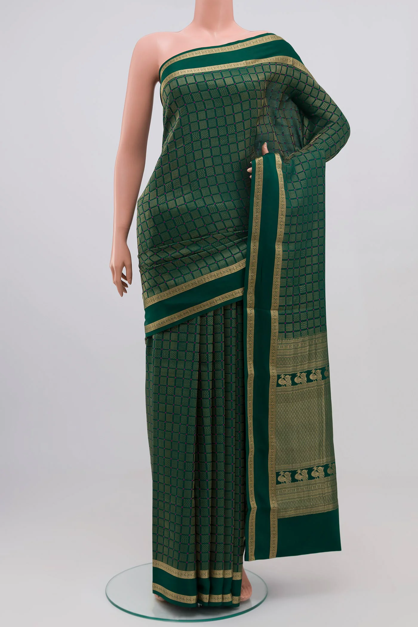 Bottle Green Mysore Crepe Saree