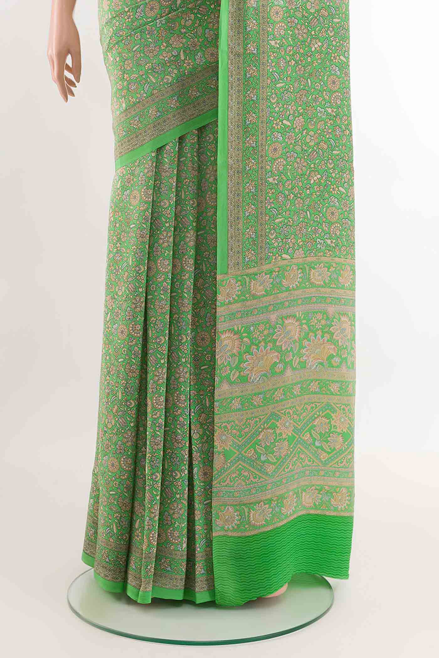 Green Crepe Saree - Image 3