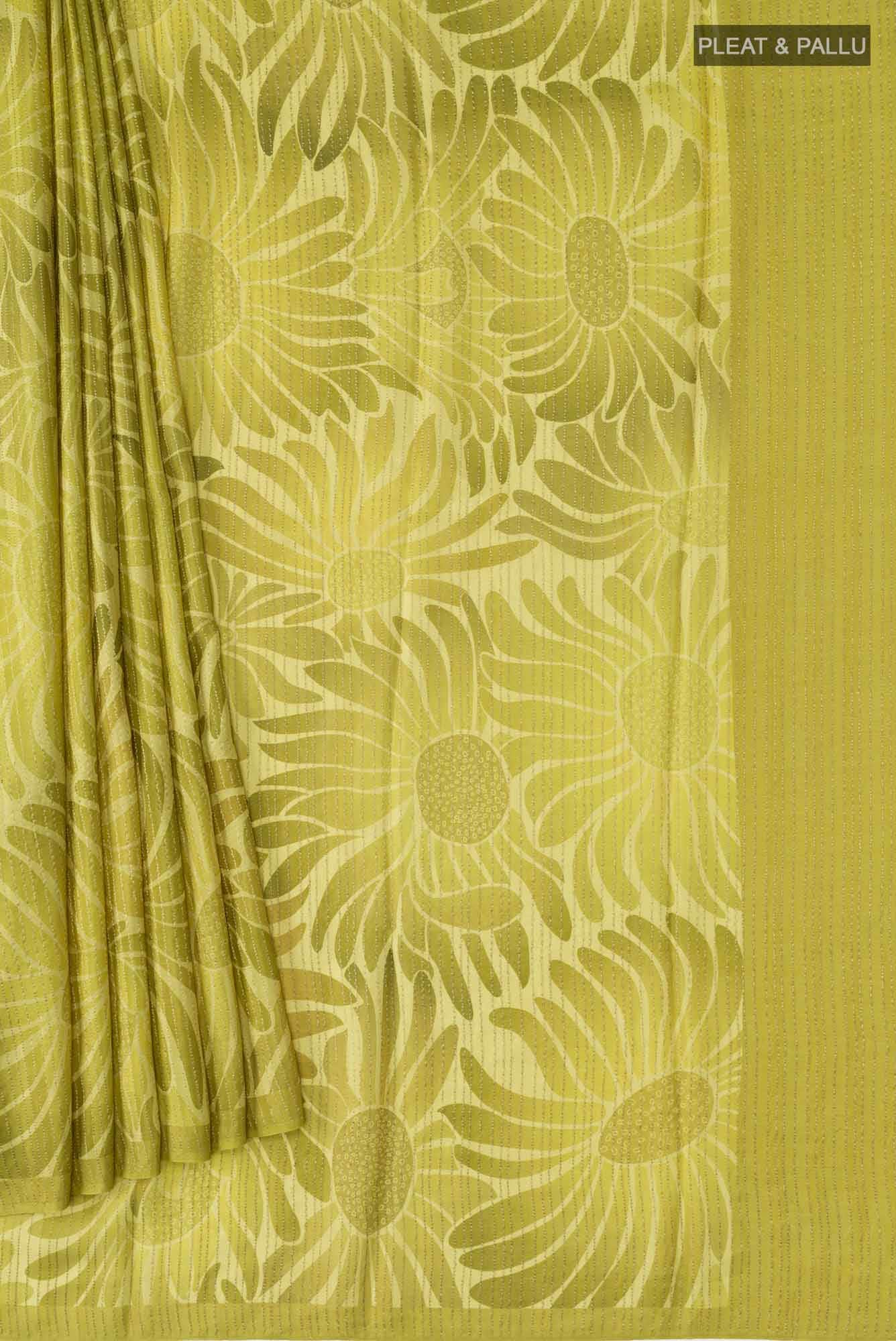 Green Crepe Saree - Image 2