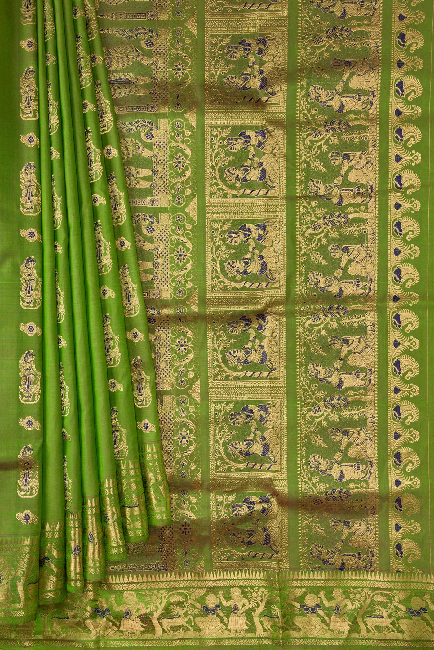 Green Baluchari Silk Saree - Image 4
