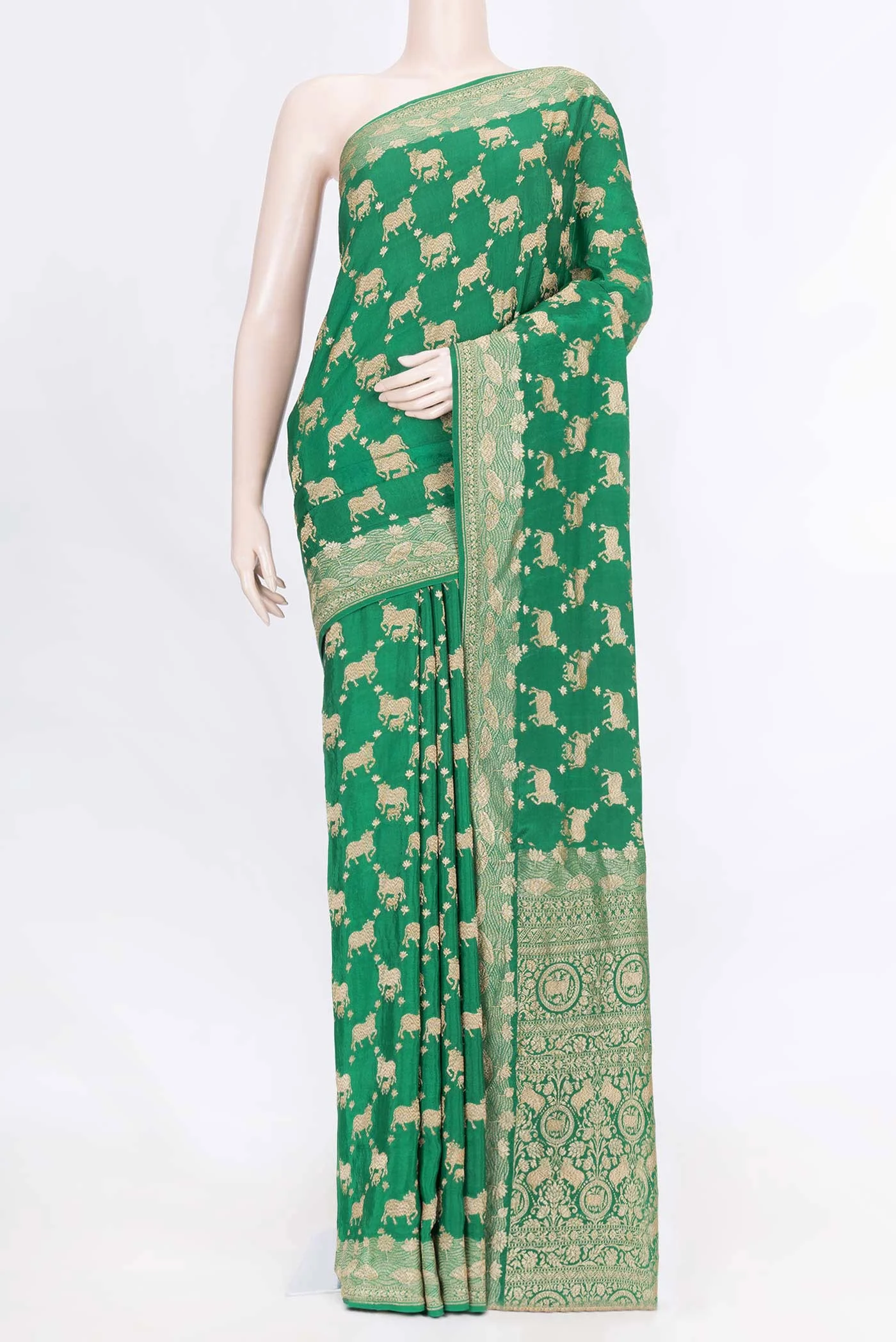Green Dual Tone Banarasi Georgette Saree