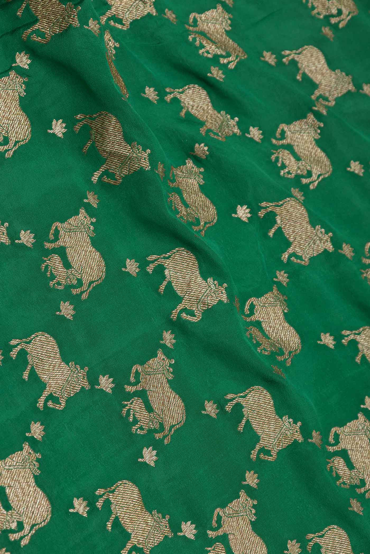 Green Dual Tone Banarasi Georgette Saree - Image 2