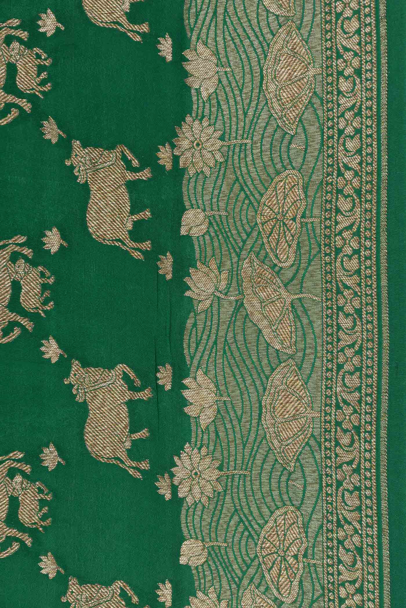 Green Dual Tone Banarasi Georgette Saree - Image 3