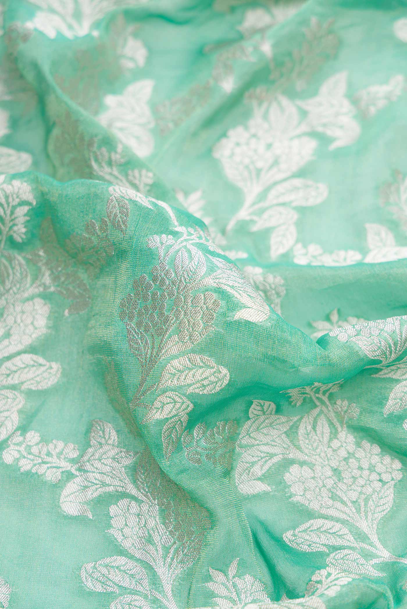 Turquoise Banarasi Georgette Saree - Image 2