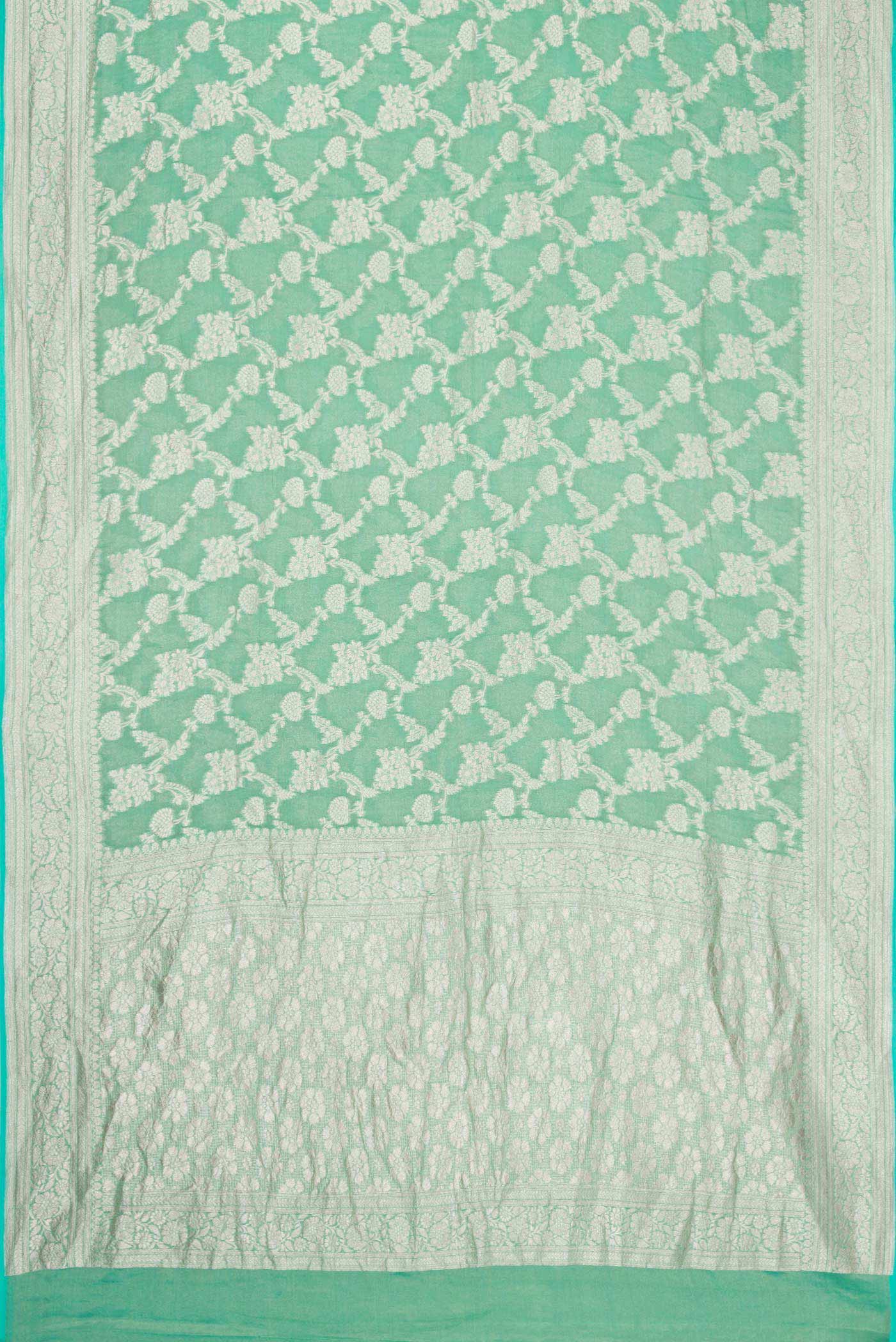 Turquoise Banarasi Georgette Saree - Image 6