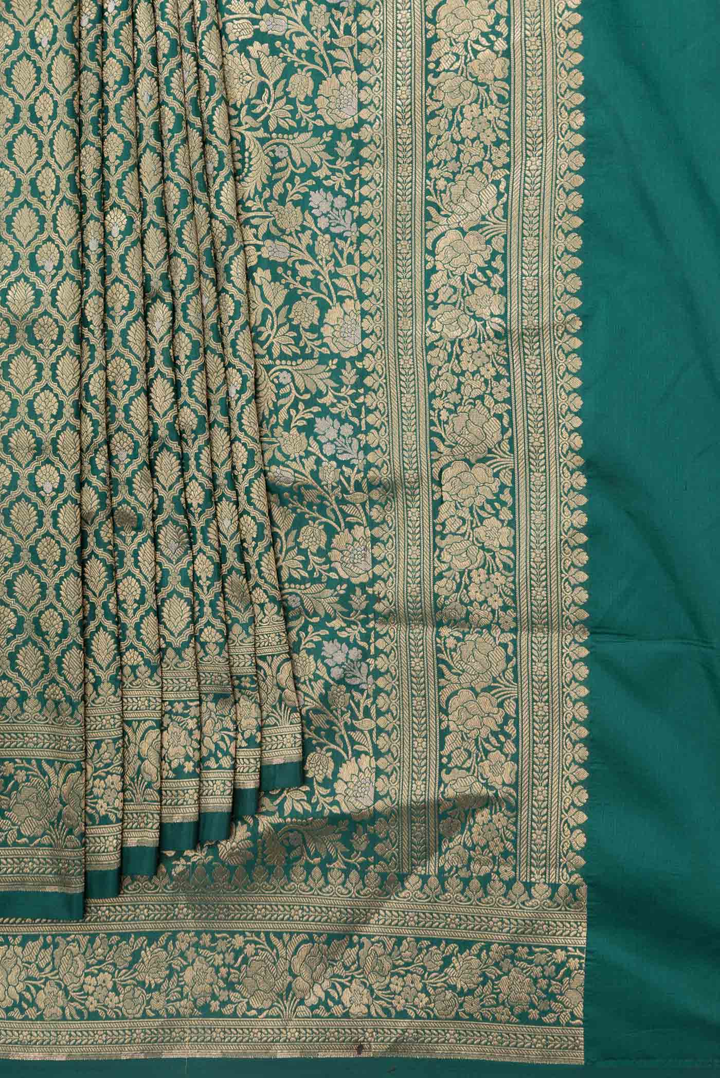 Green Dual Tone Banarasi Saree - Image 4