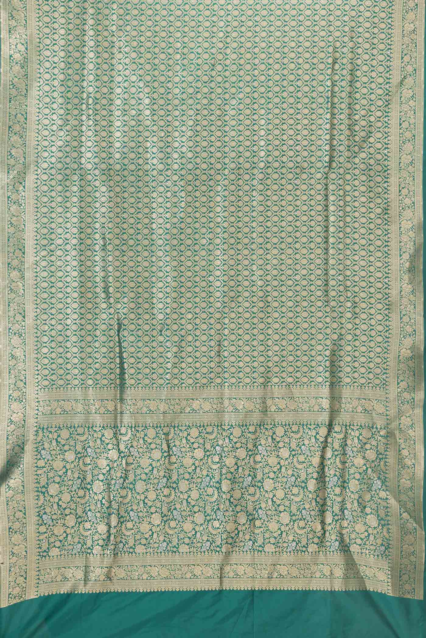 Green Dual Tone Banarasi Saree - Image 6