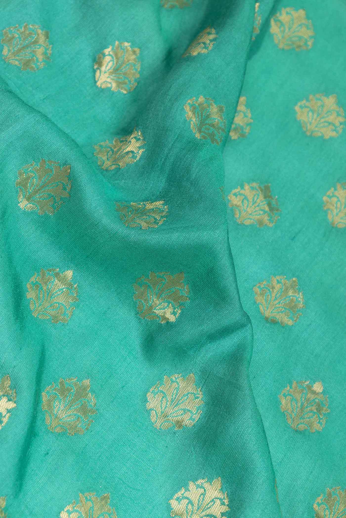 Turquoise Dual Tone Banarasi Tussar Georgette Saree - Image 2
