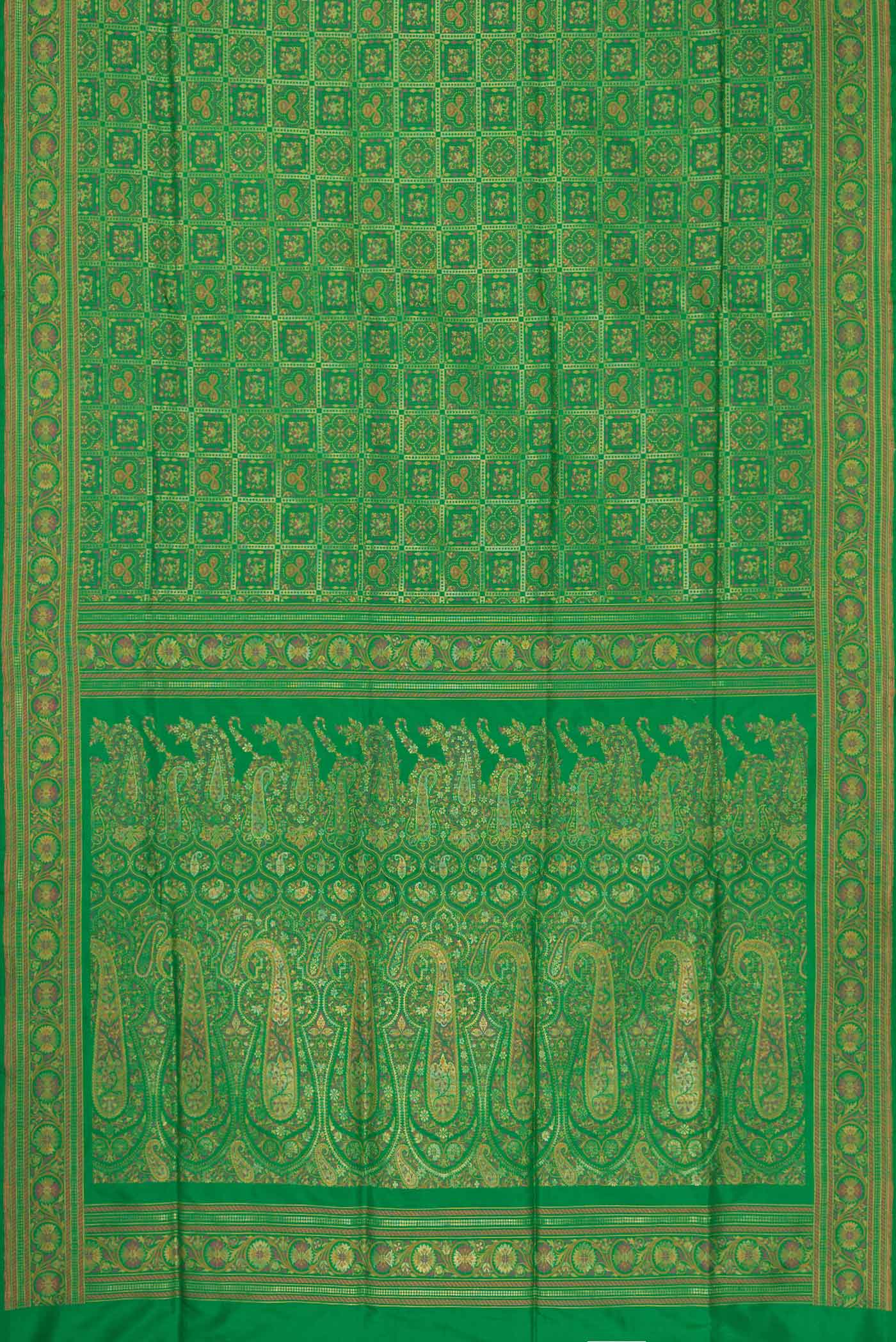 Green Dual Tone Banarasi Silk Saree - Image 6