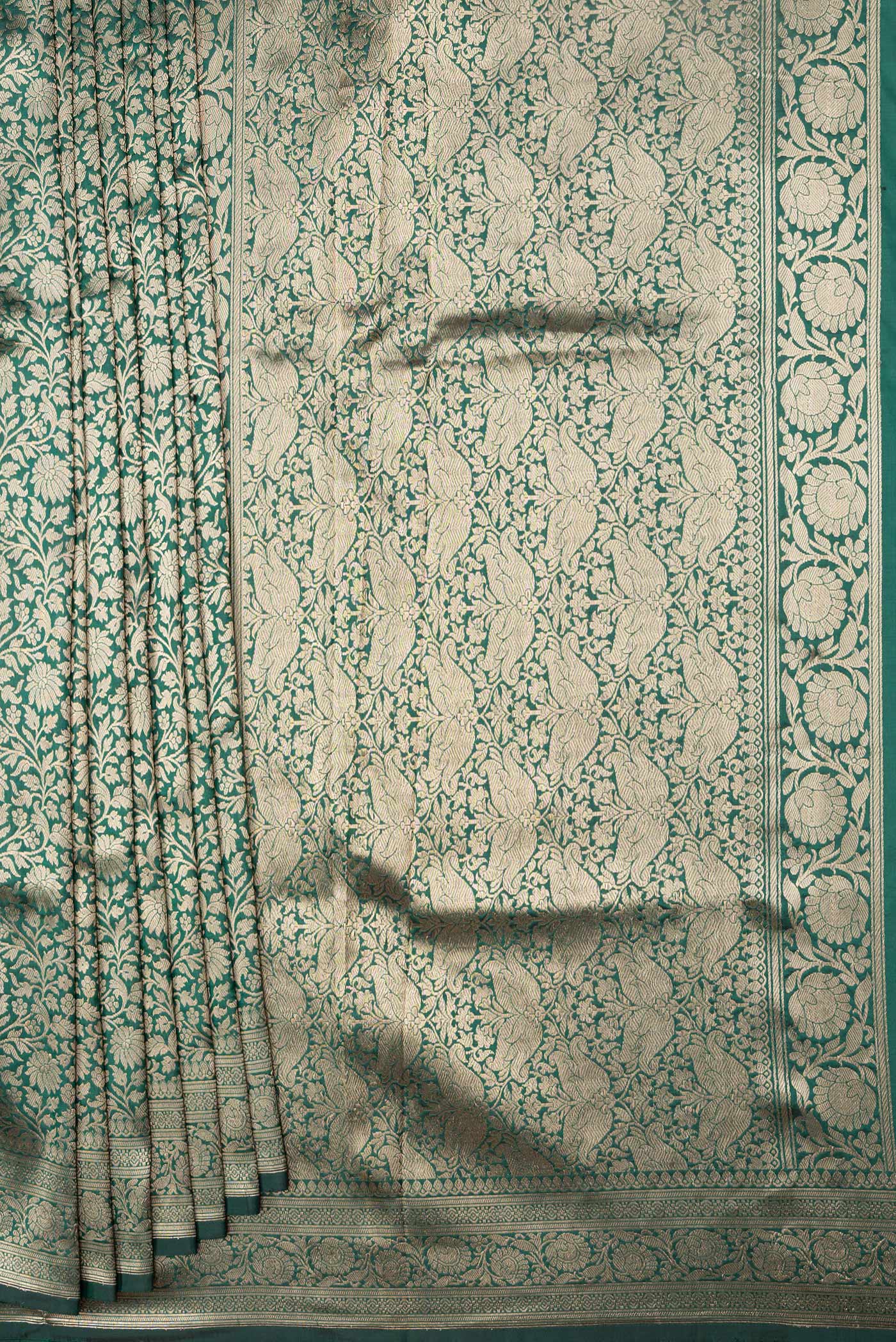 Bottle Green Banarasi Silk Saree - Image 4
