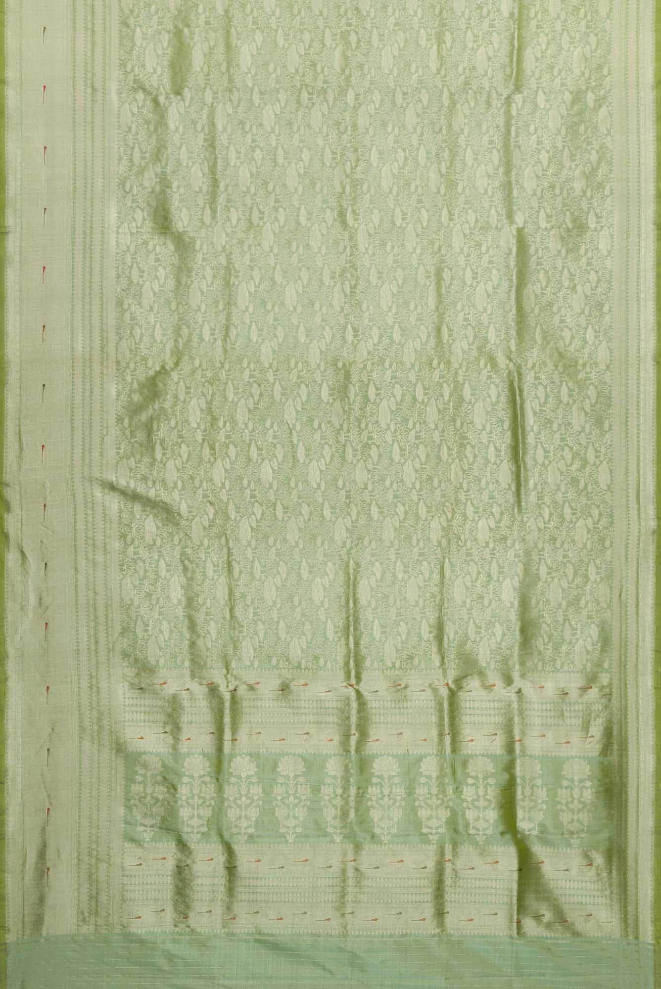 Green Dual Tone Banarasi Silk Saree - Image 4