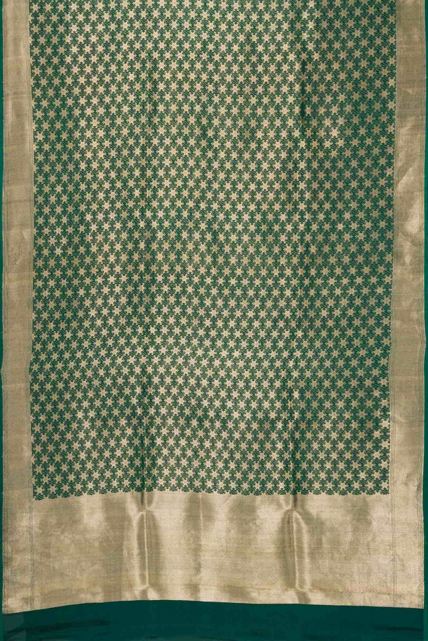Green Dual Tone Banarasi Silk Saree - Image 10