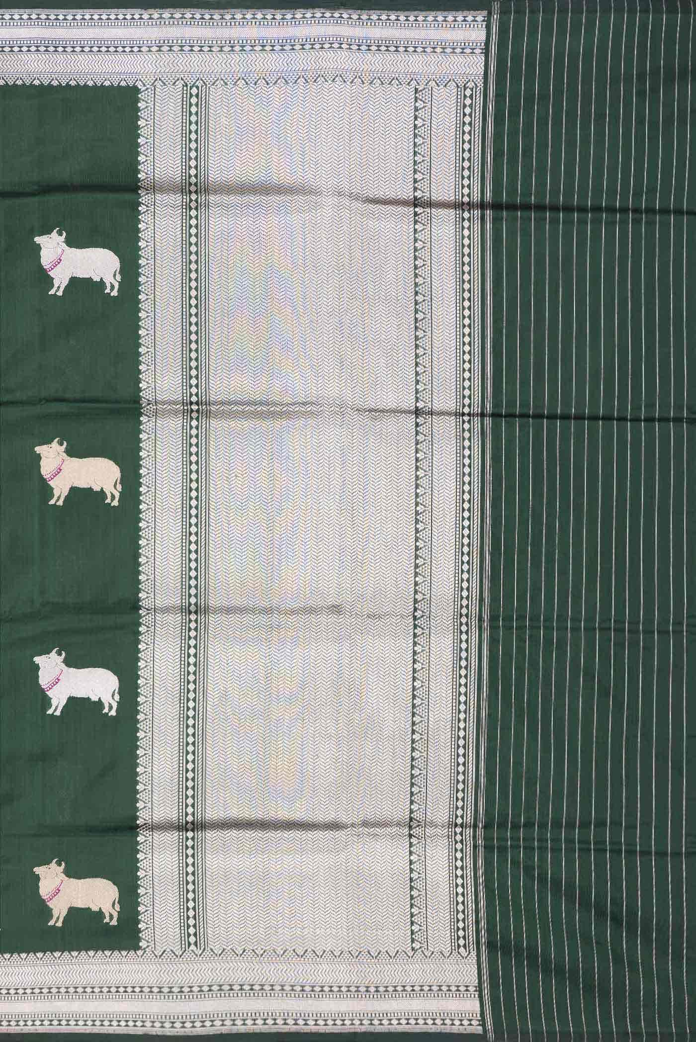 Bottle Green Banarasi Silk Saree - Image 5