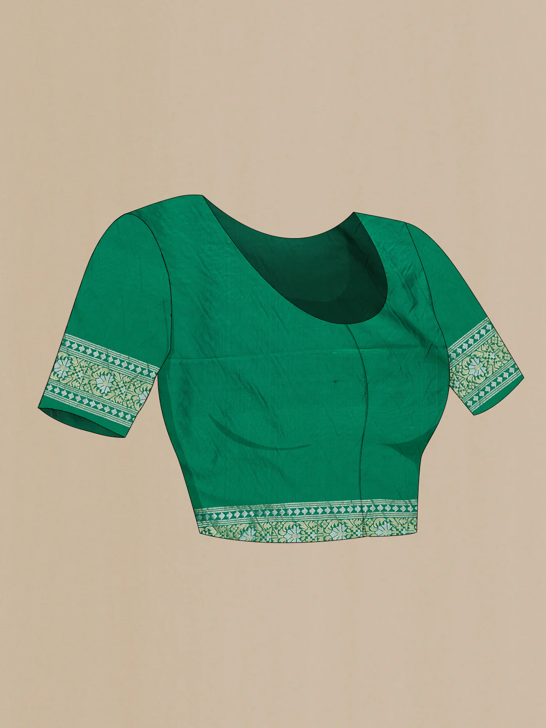 Green Blended Banarasi Silk Saree - Image 2