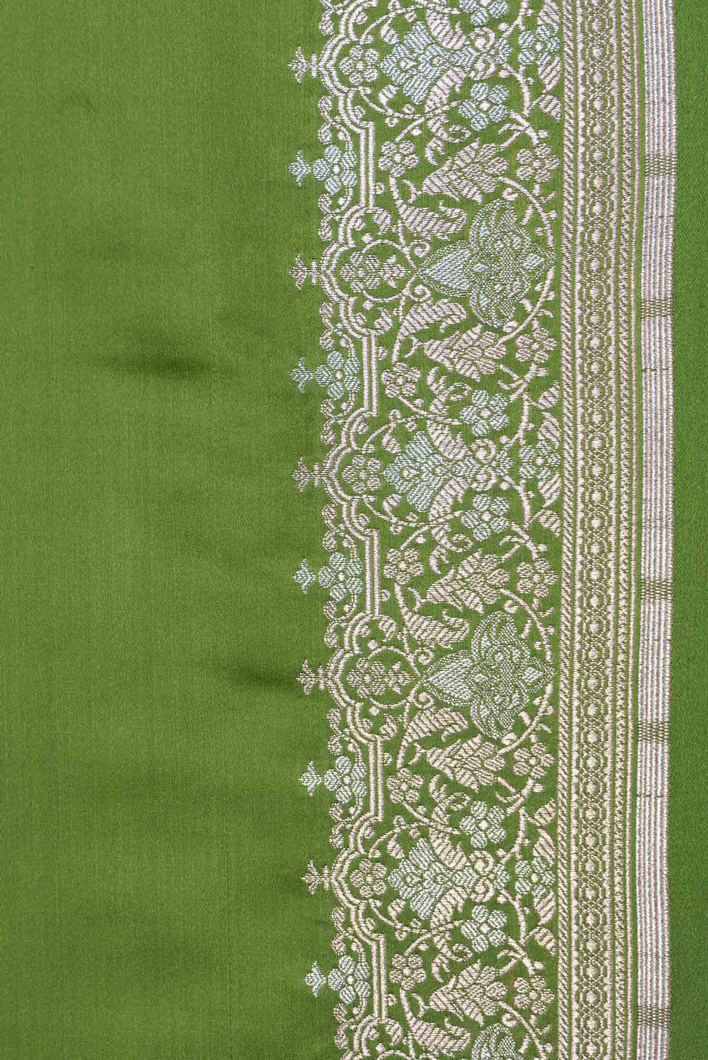 Green Blended Banarasi Silk Saree - Image 3