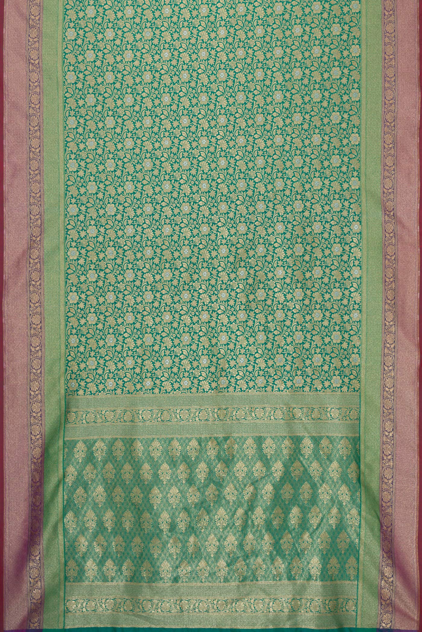 Green Blended Banarasi Silk Saree - Image 3