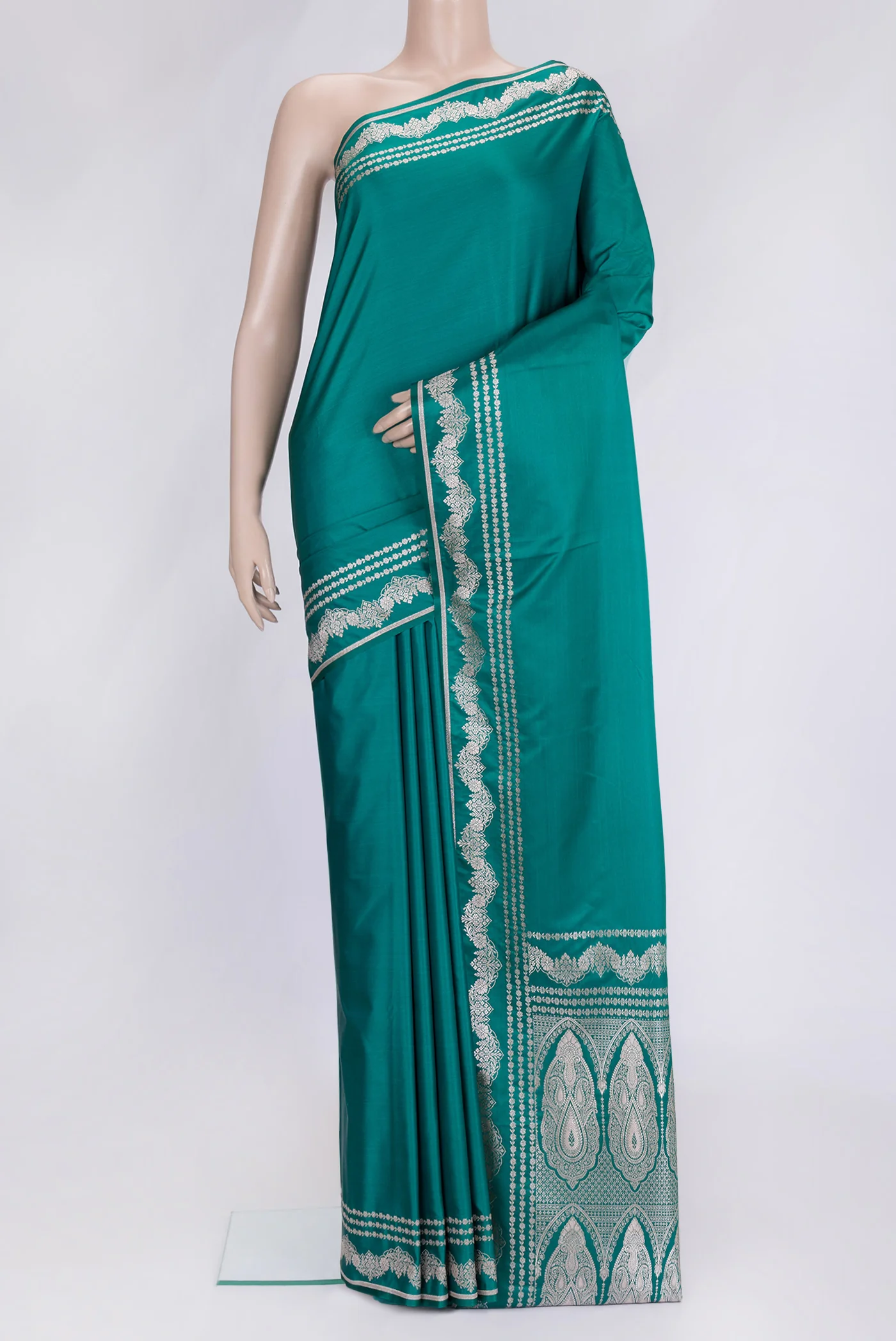 Teal Blended Banarasi Silk Saree