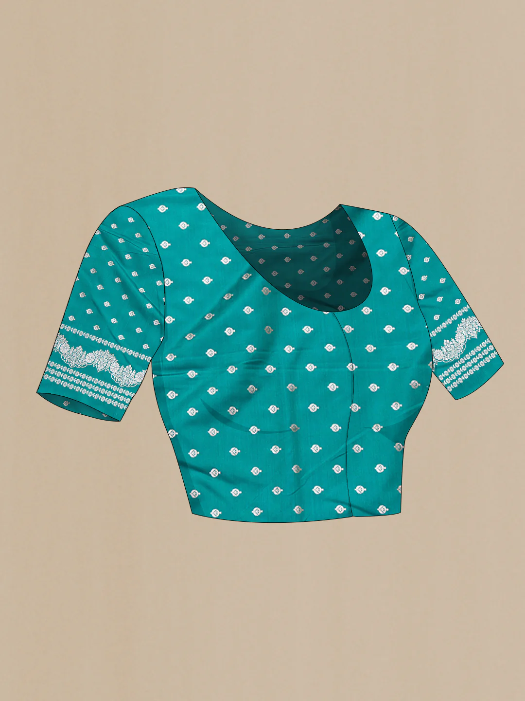 Teal Blended Banarasi Silk Saree - Image 2