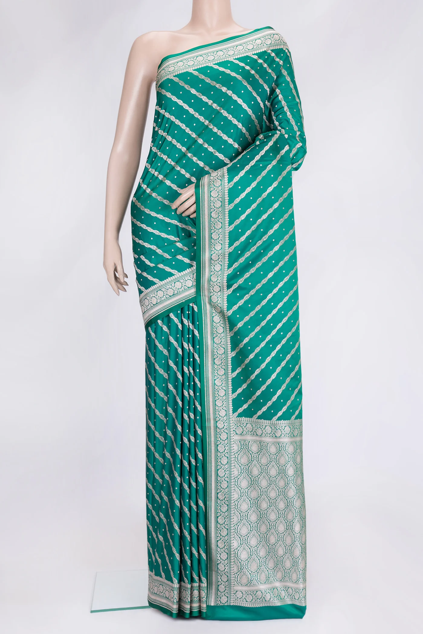 Teal Blended Banarasi Raw Silk Saree