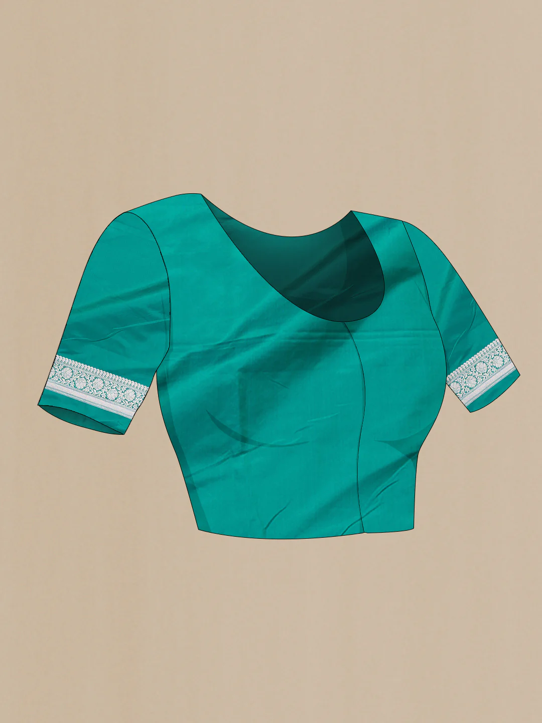 Teal Blended Banarasi Raw Silk Saree - Image 2