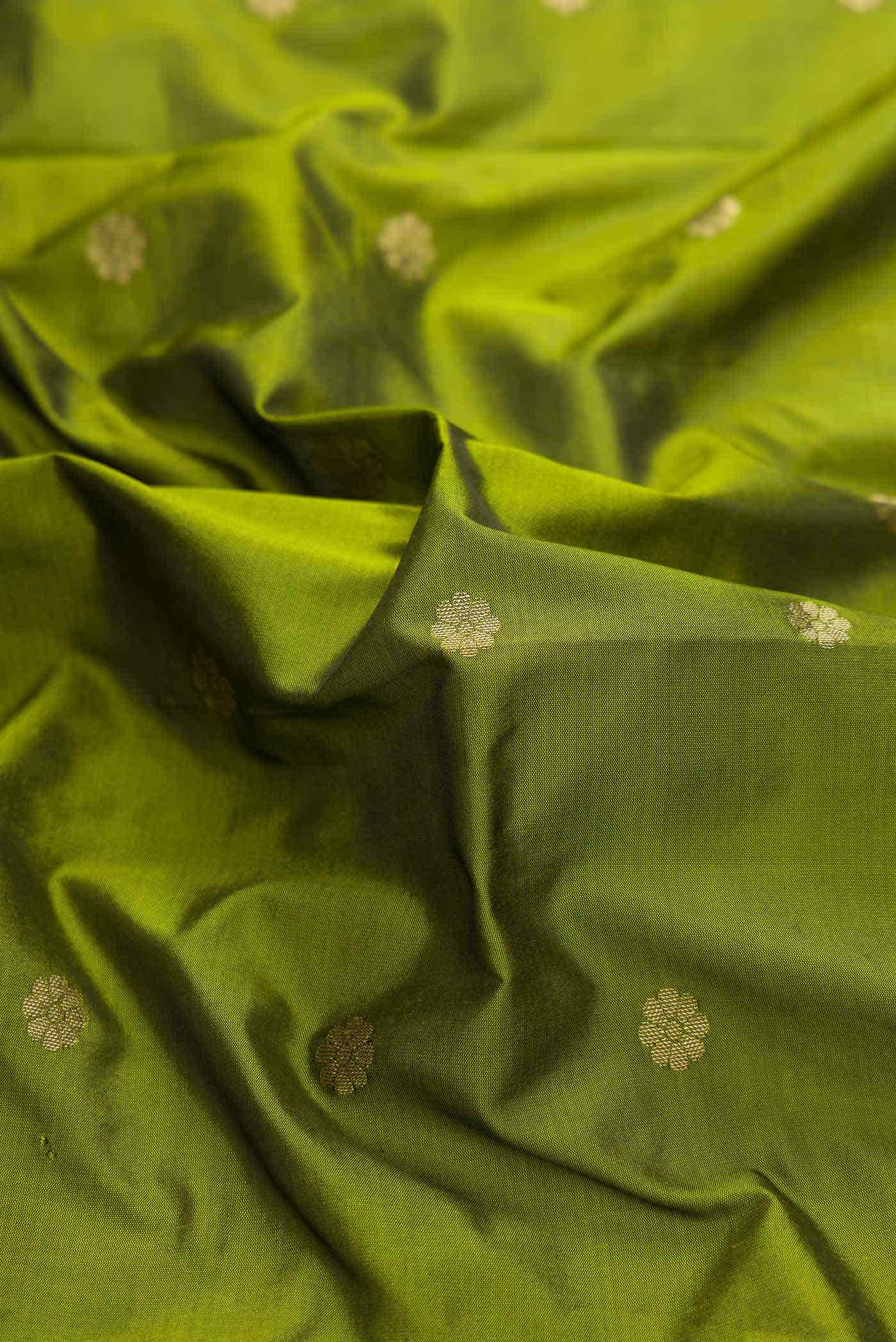 Green Dual Tone Blended Paithani Silk Saree - Image 2