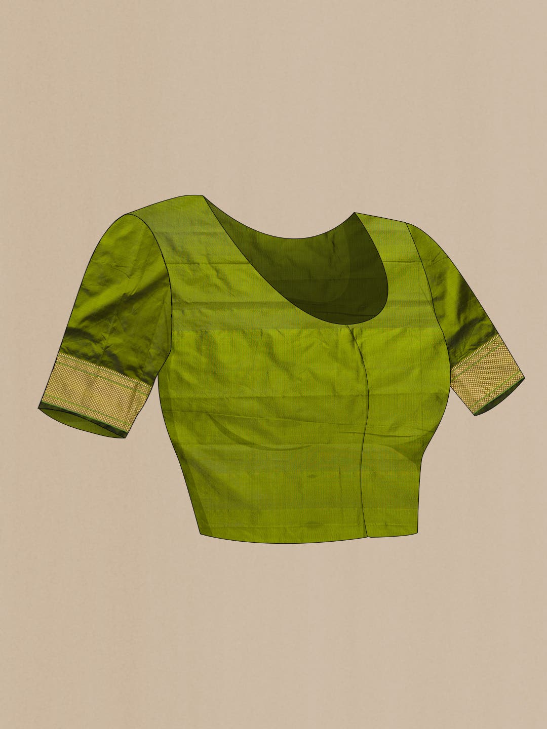 Green Dual Tone Blended Paithani Silk Saree - Image 4