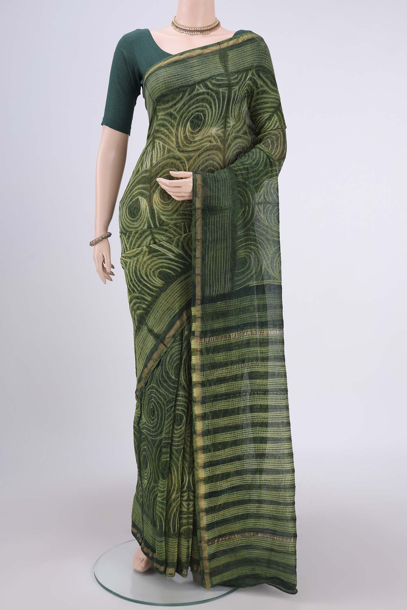Green Chanderi Silk Saree