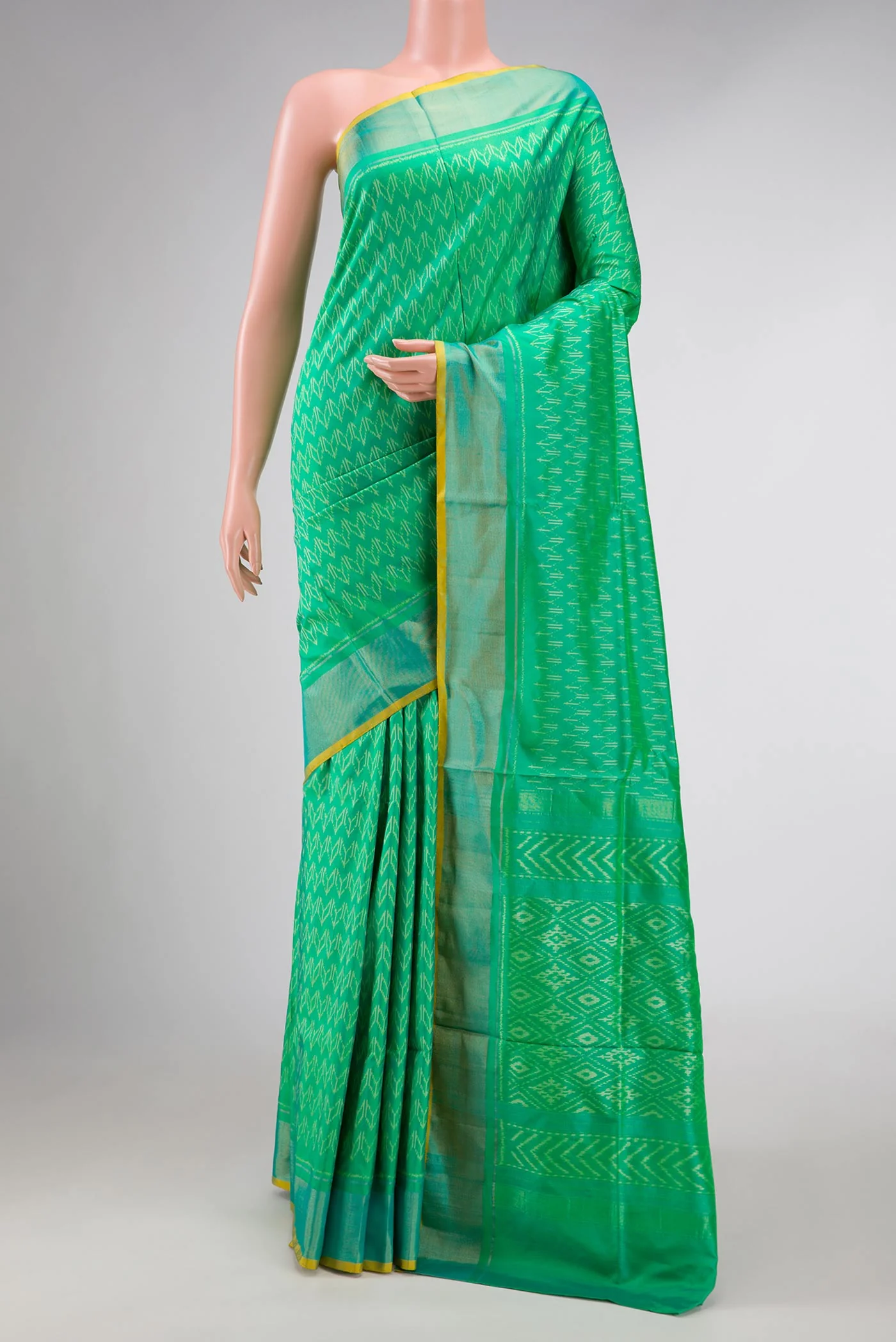 Green Dual Tone Double Ikat Saree