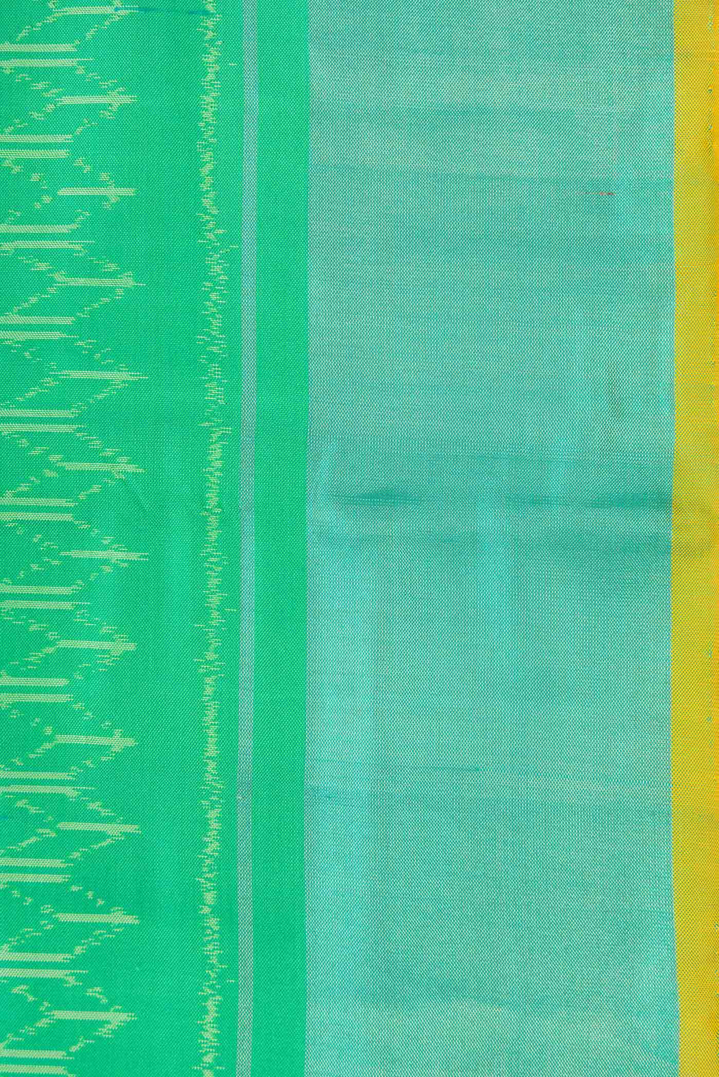 Green Dual Tone Double Ikat Saree - Image 3