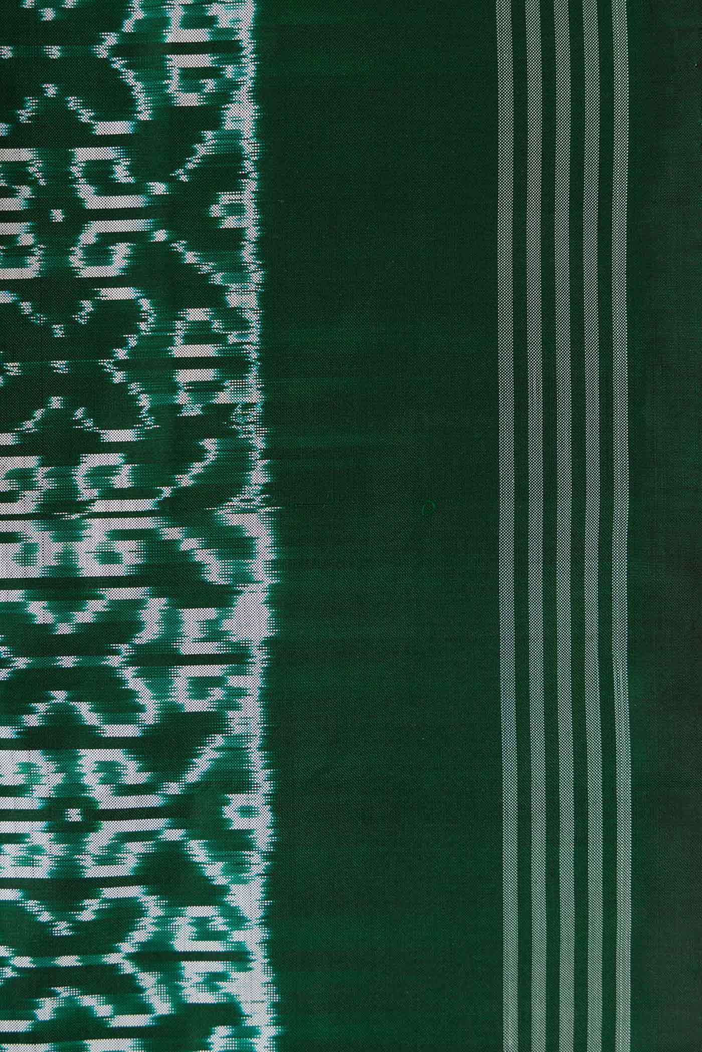 Bottle Green Pochampally Silk Saree - Image 3