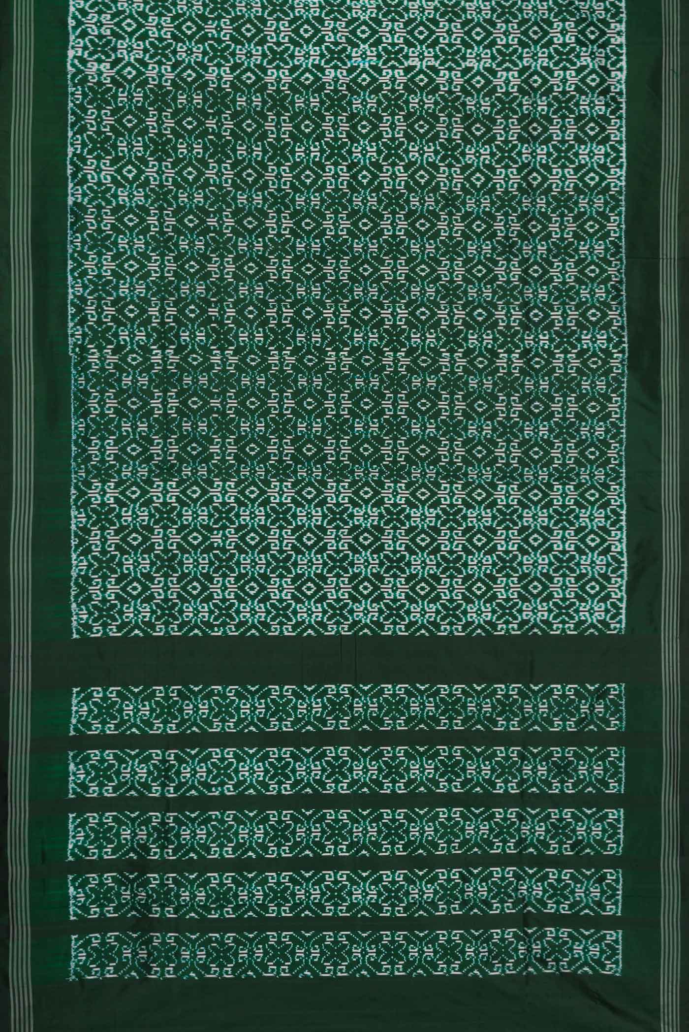 Bottle Green Pochampally Silk Saree - Image 6