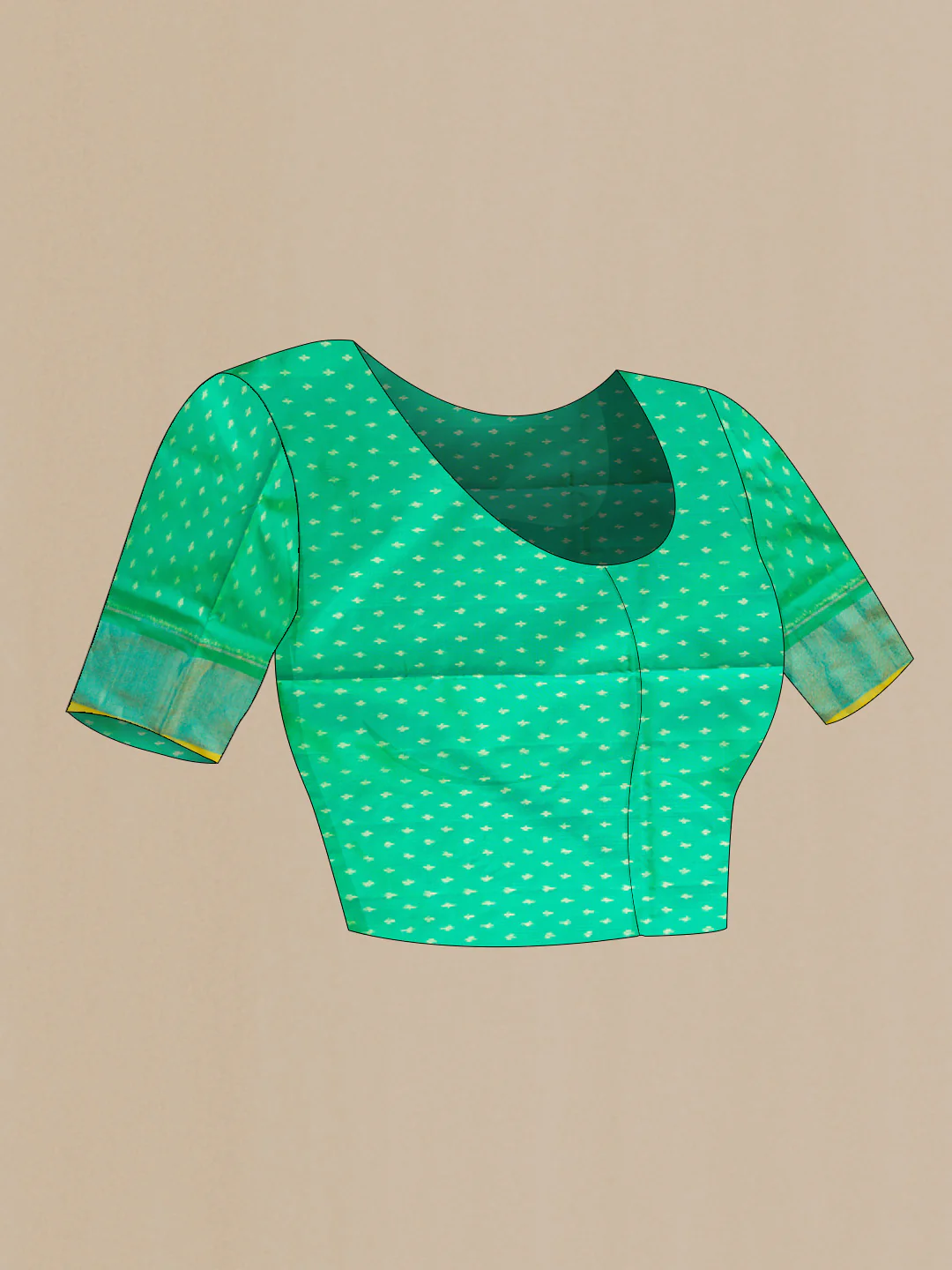 Green Dual Tone Double Ikat Saree - Image 5